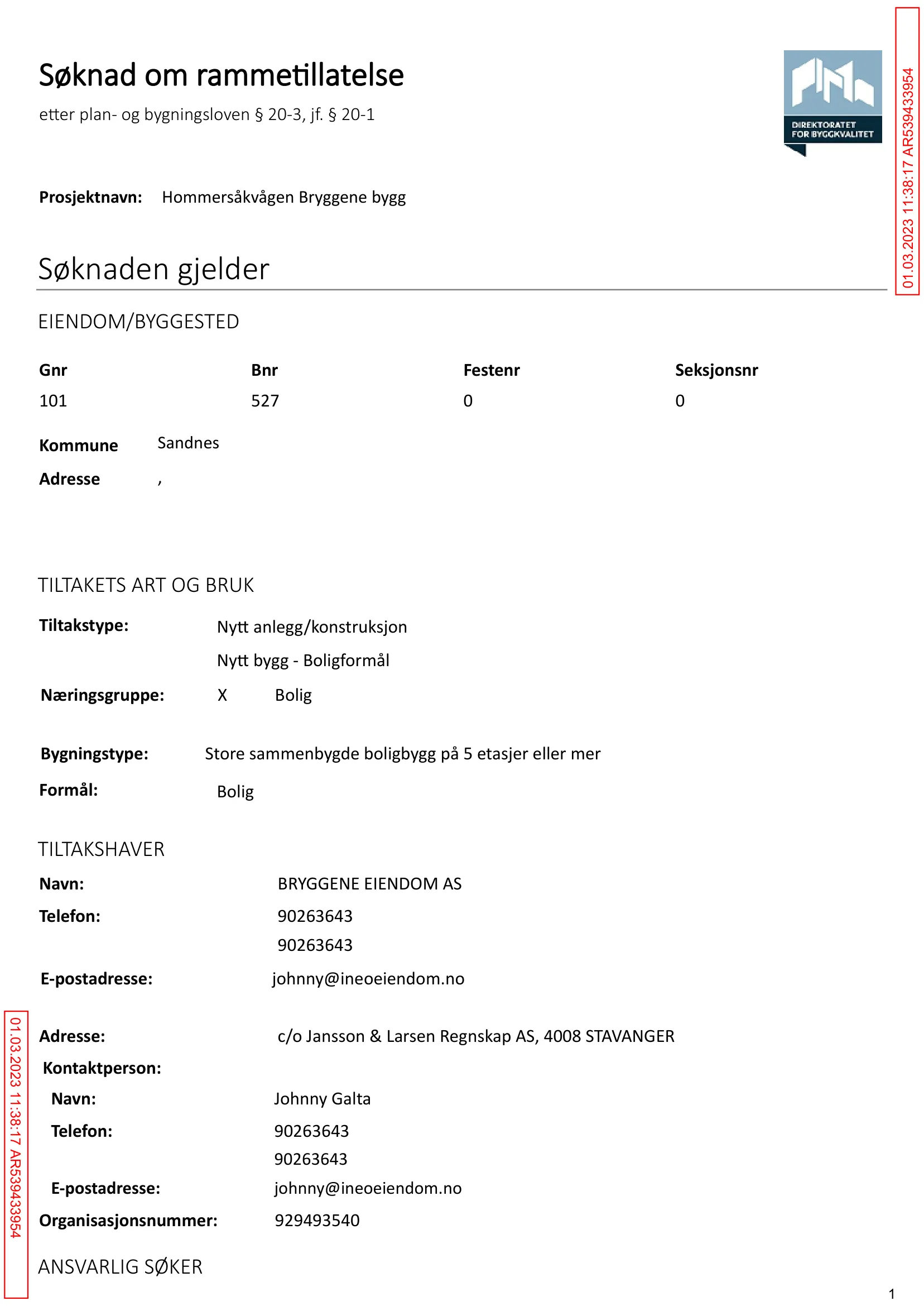 Søknad om rammetillatelse