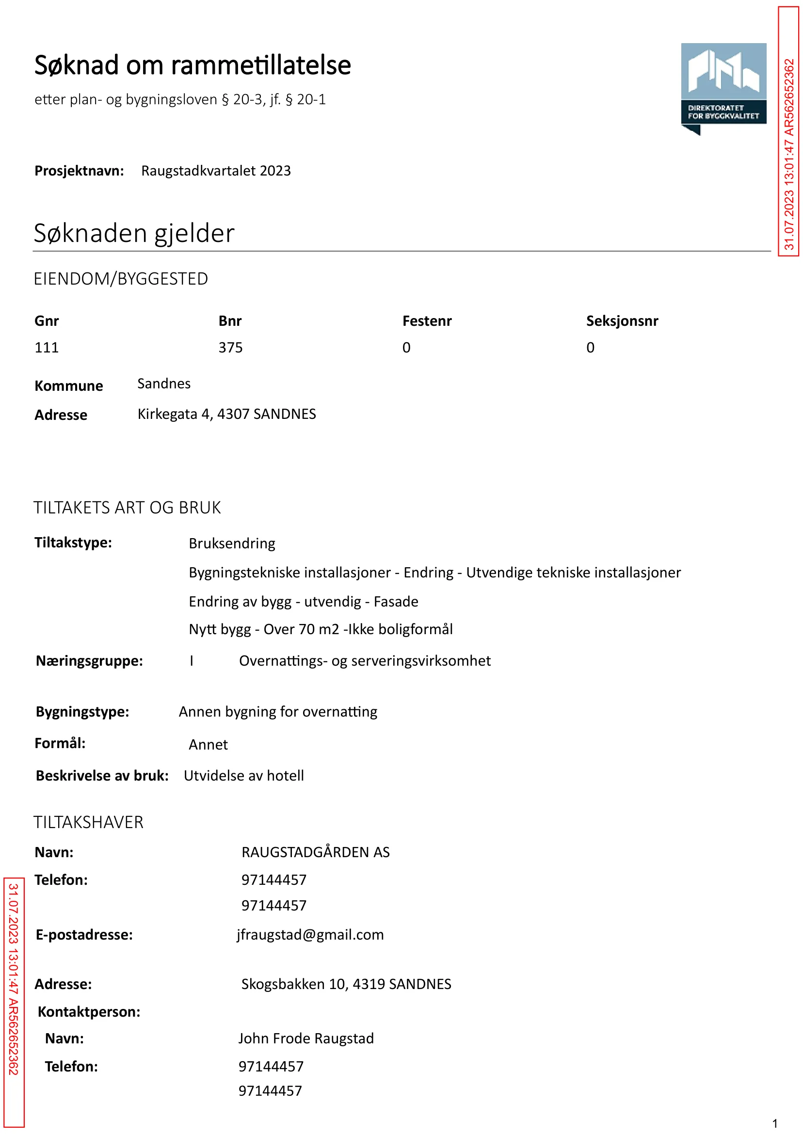 Søknad om rammetillatelse