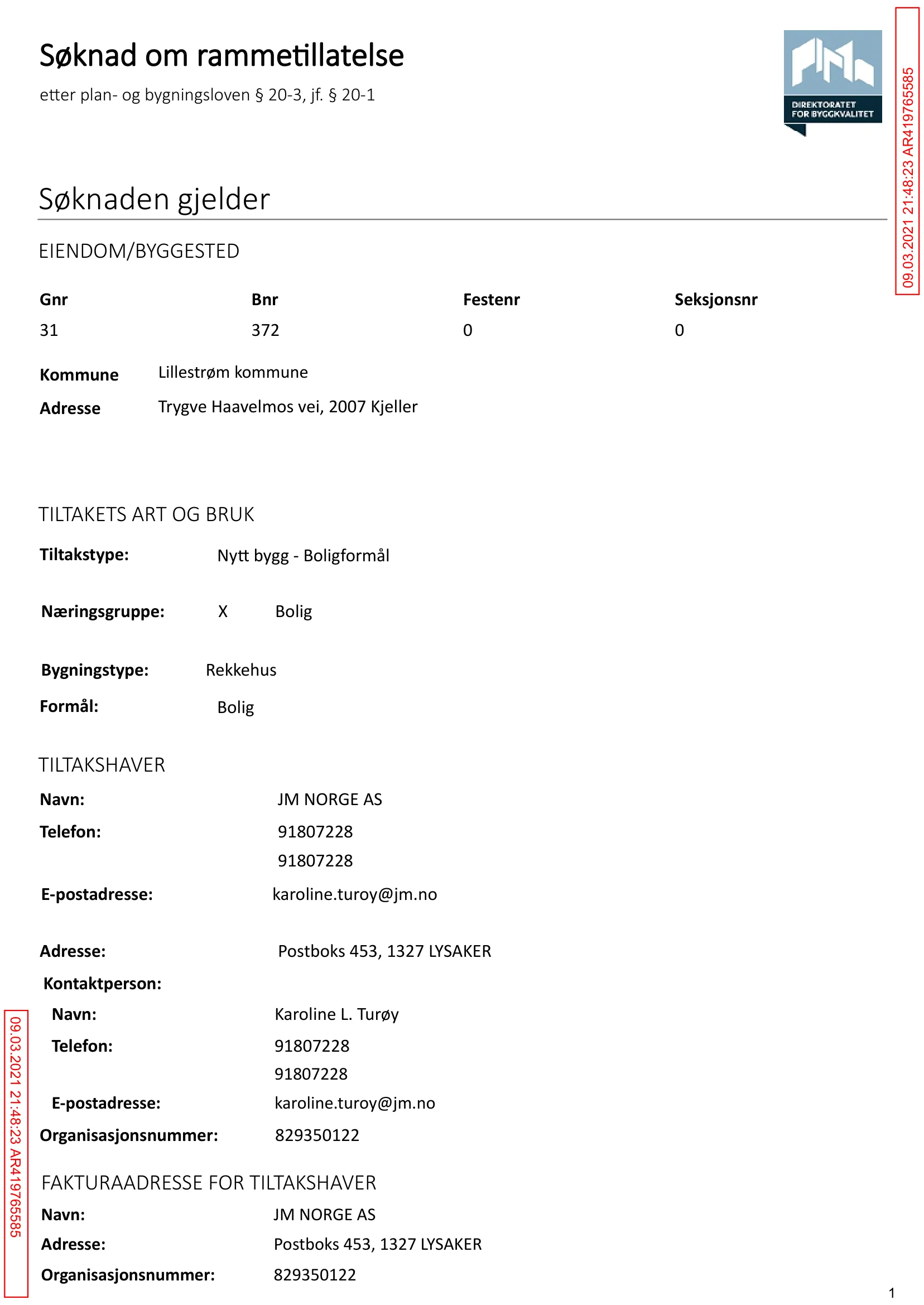 Søknad om rammetillatelse