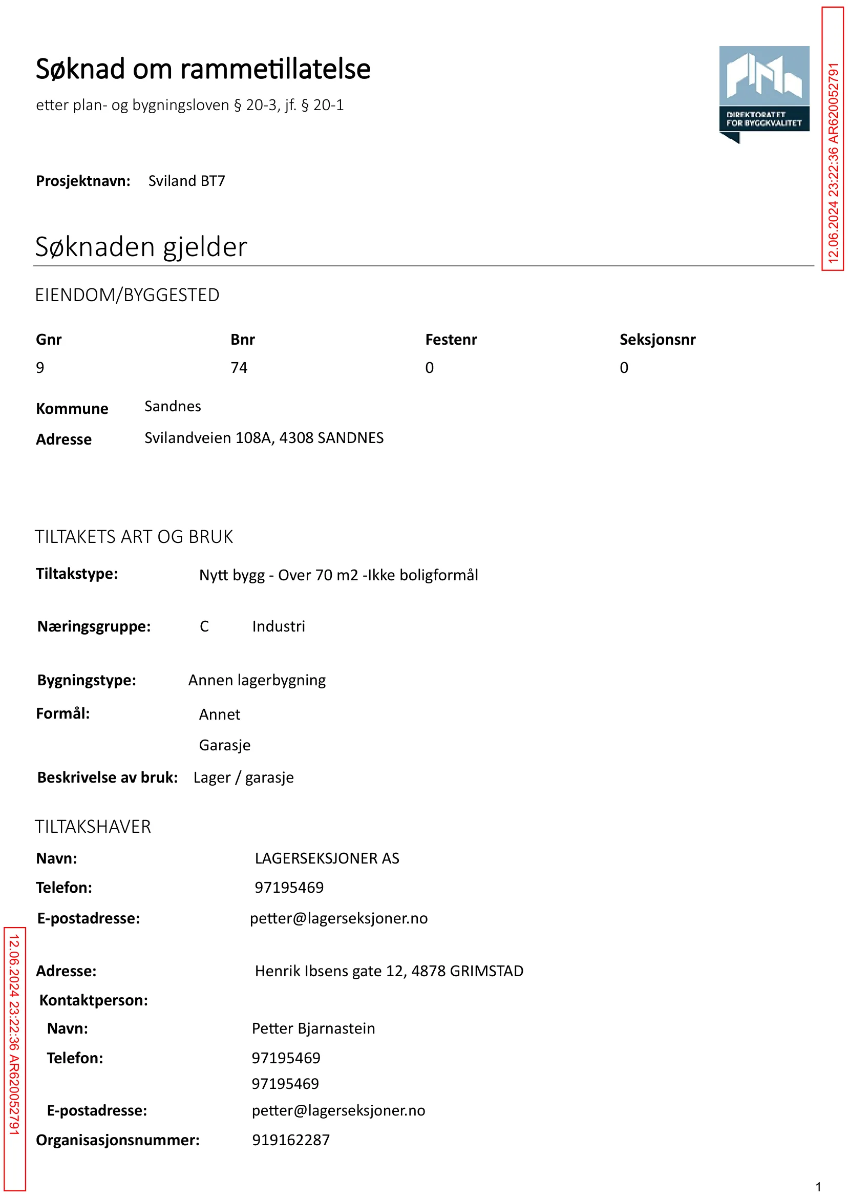 Søknad om rammetillatelse