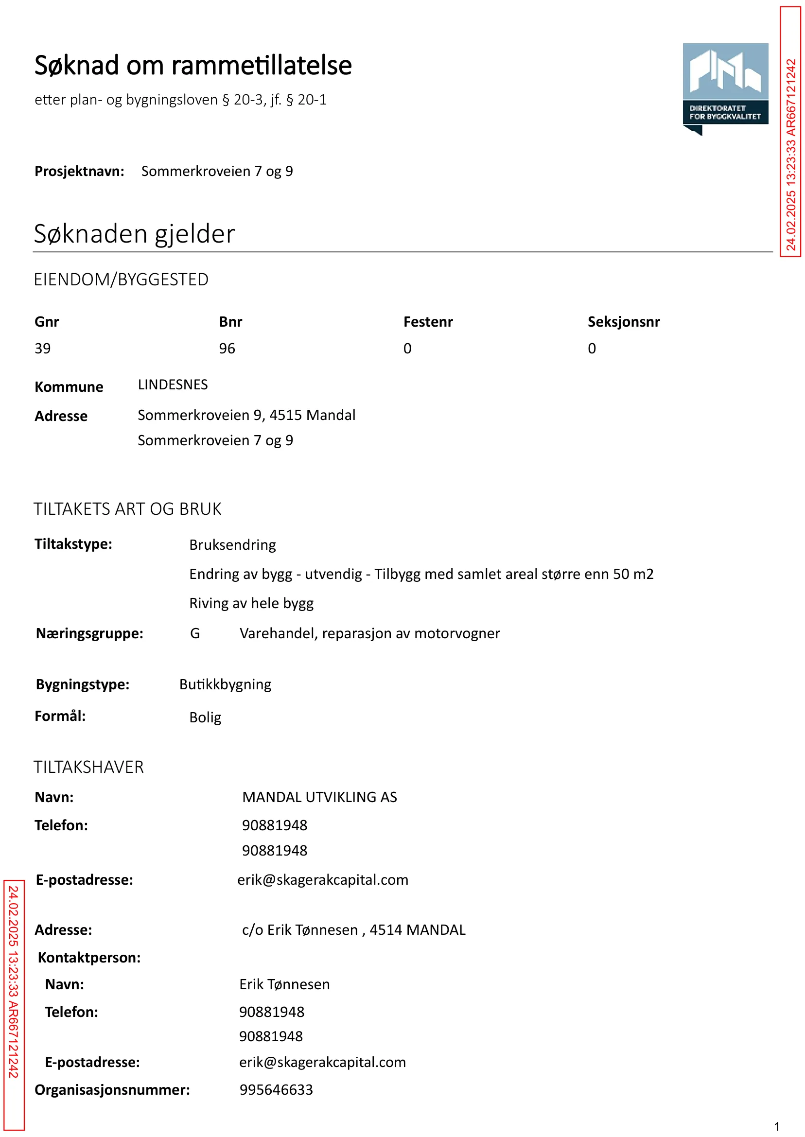 Søknad om rammetillatelse