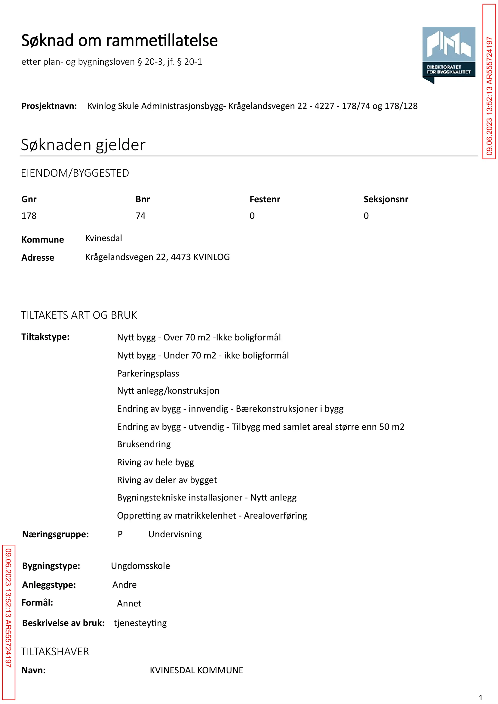 Søknad om rammetillatelse