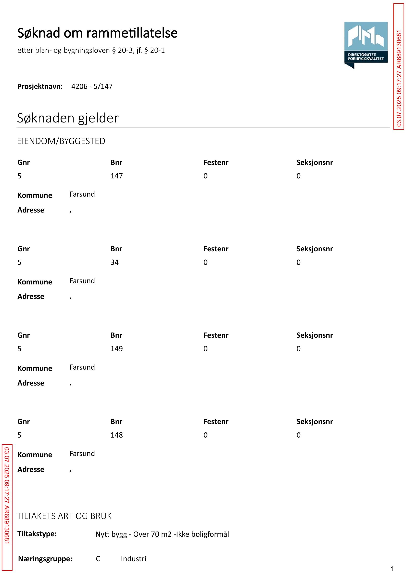 Søknad om rammetillatelse