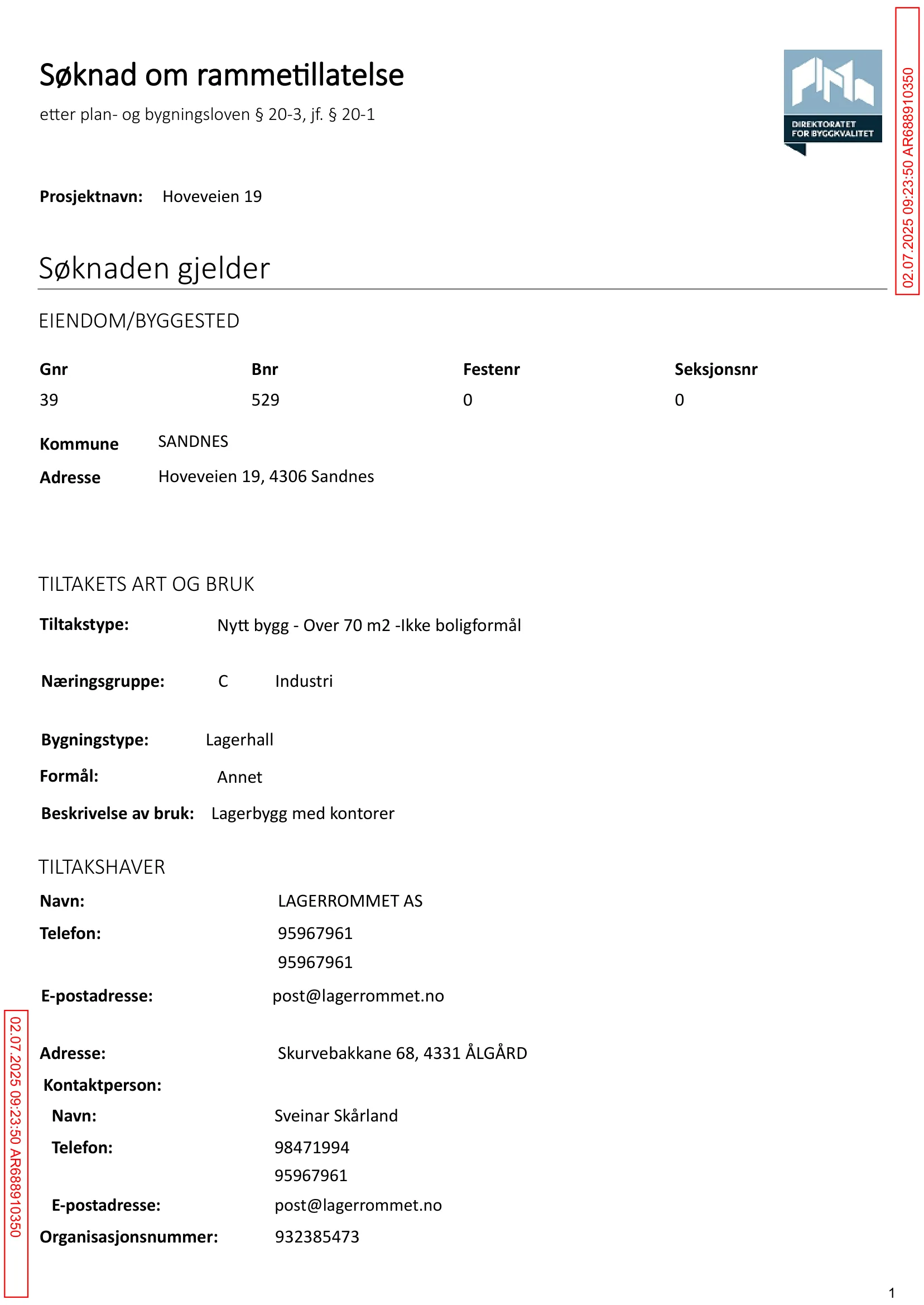 Søknad om rammetillatelse