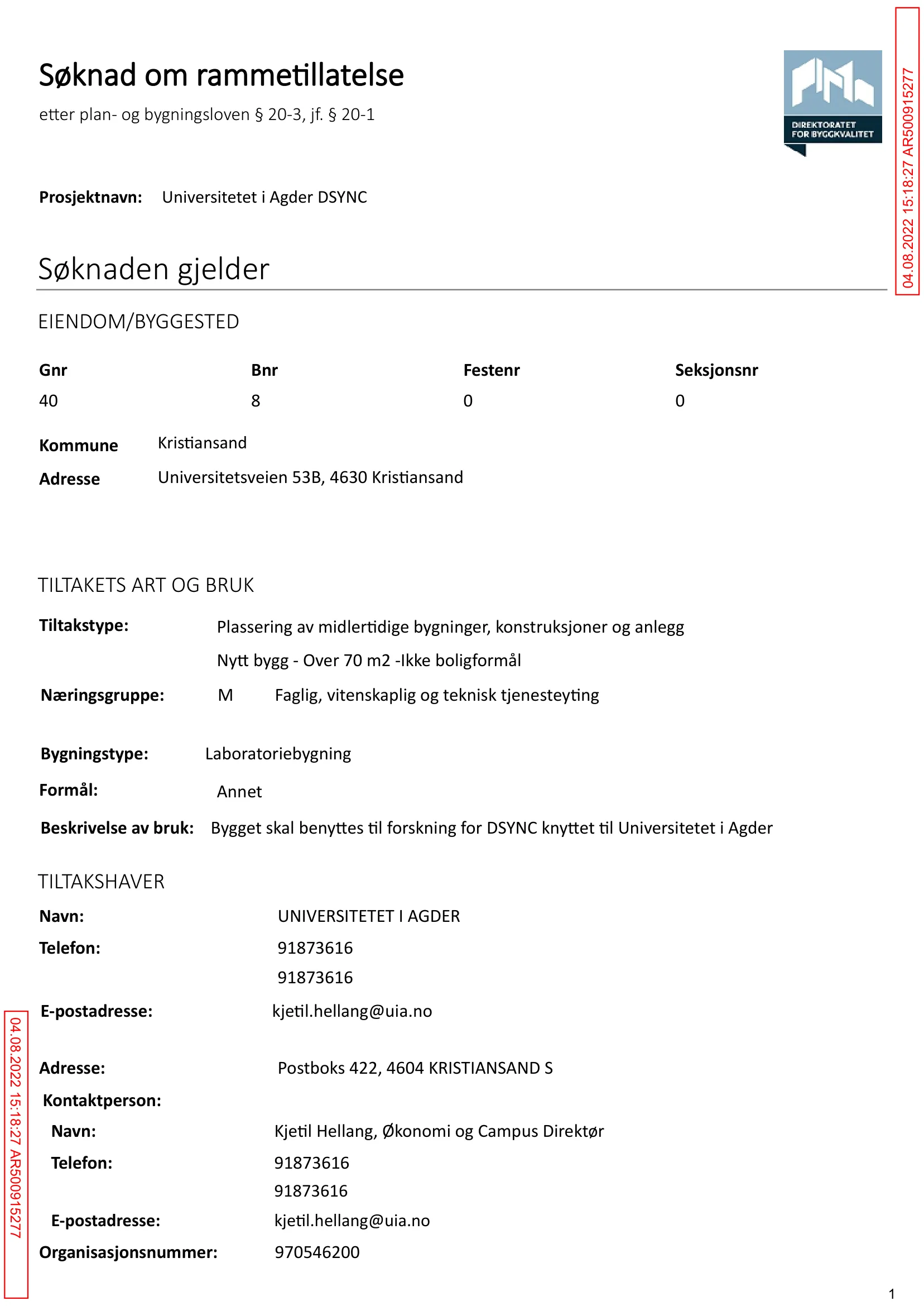 Søknad om rammetillatelse