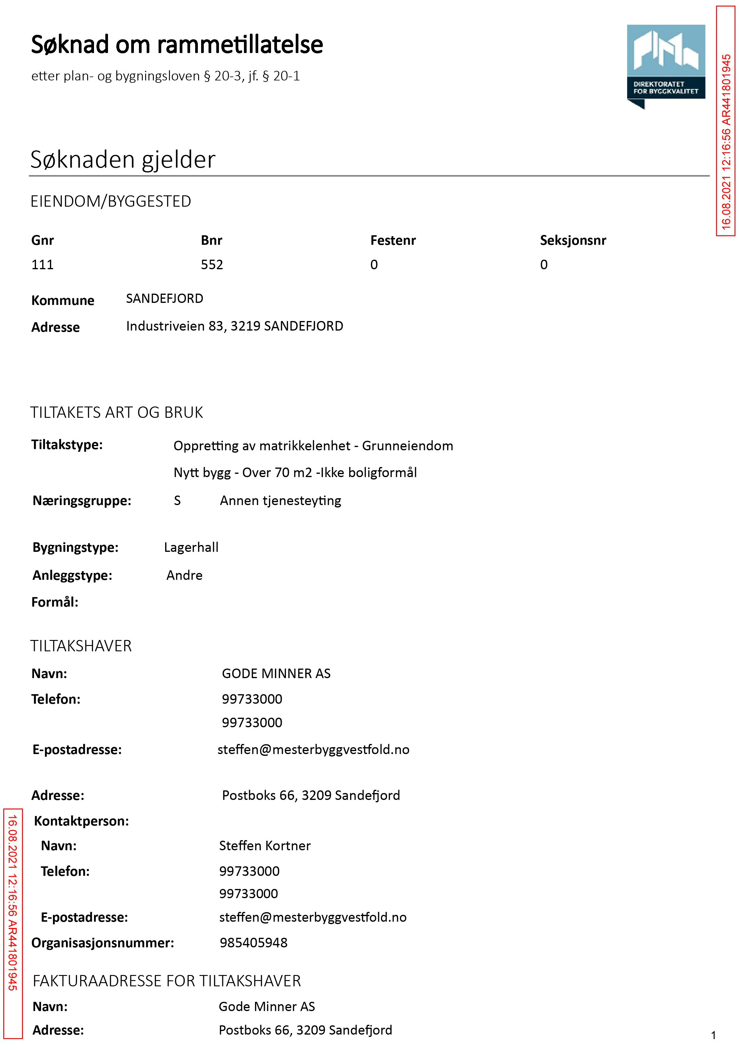 Søknad om rammetillatelse