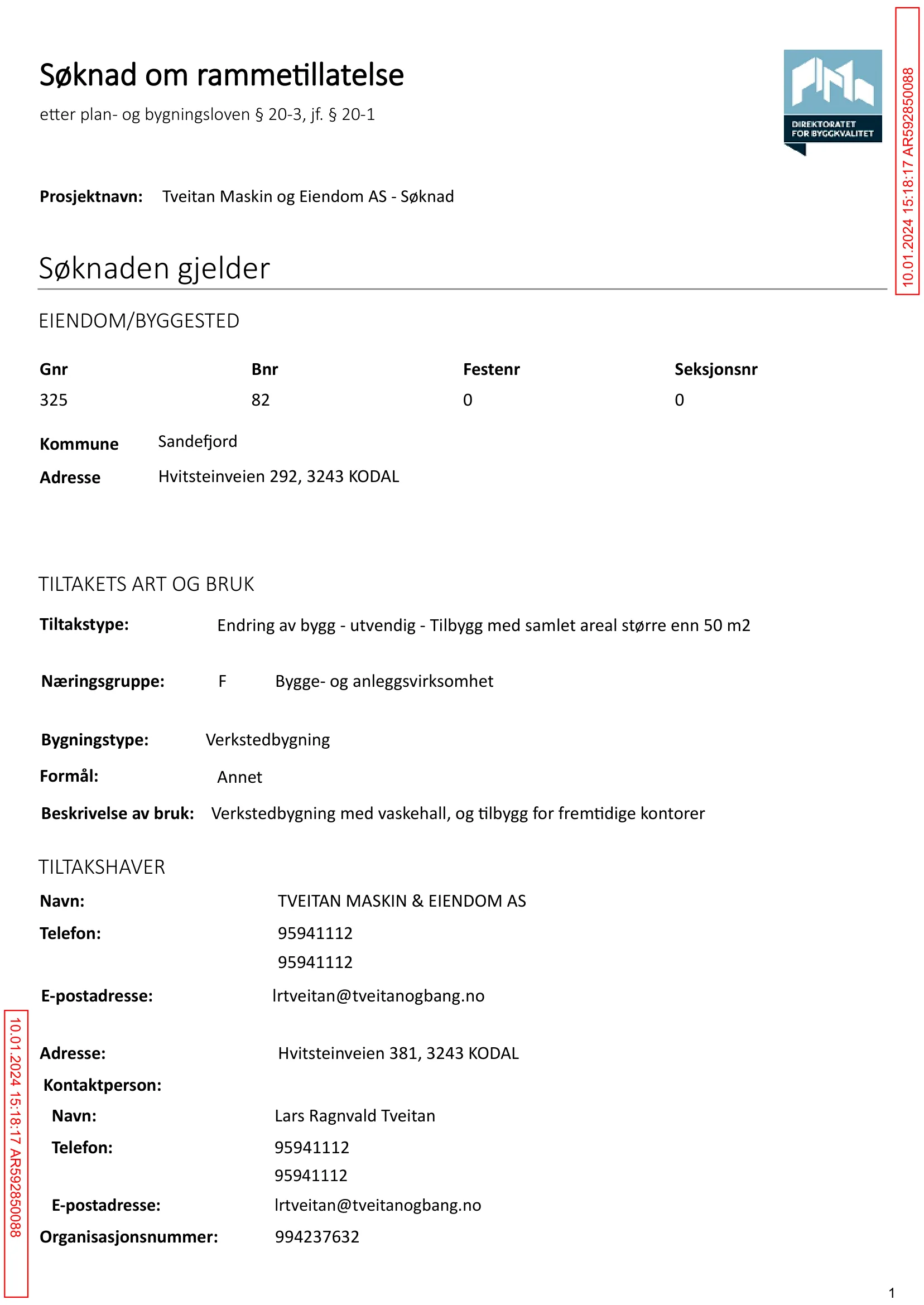 Søknad om rammetillatelse