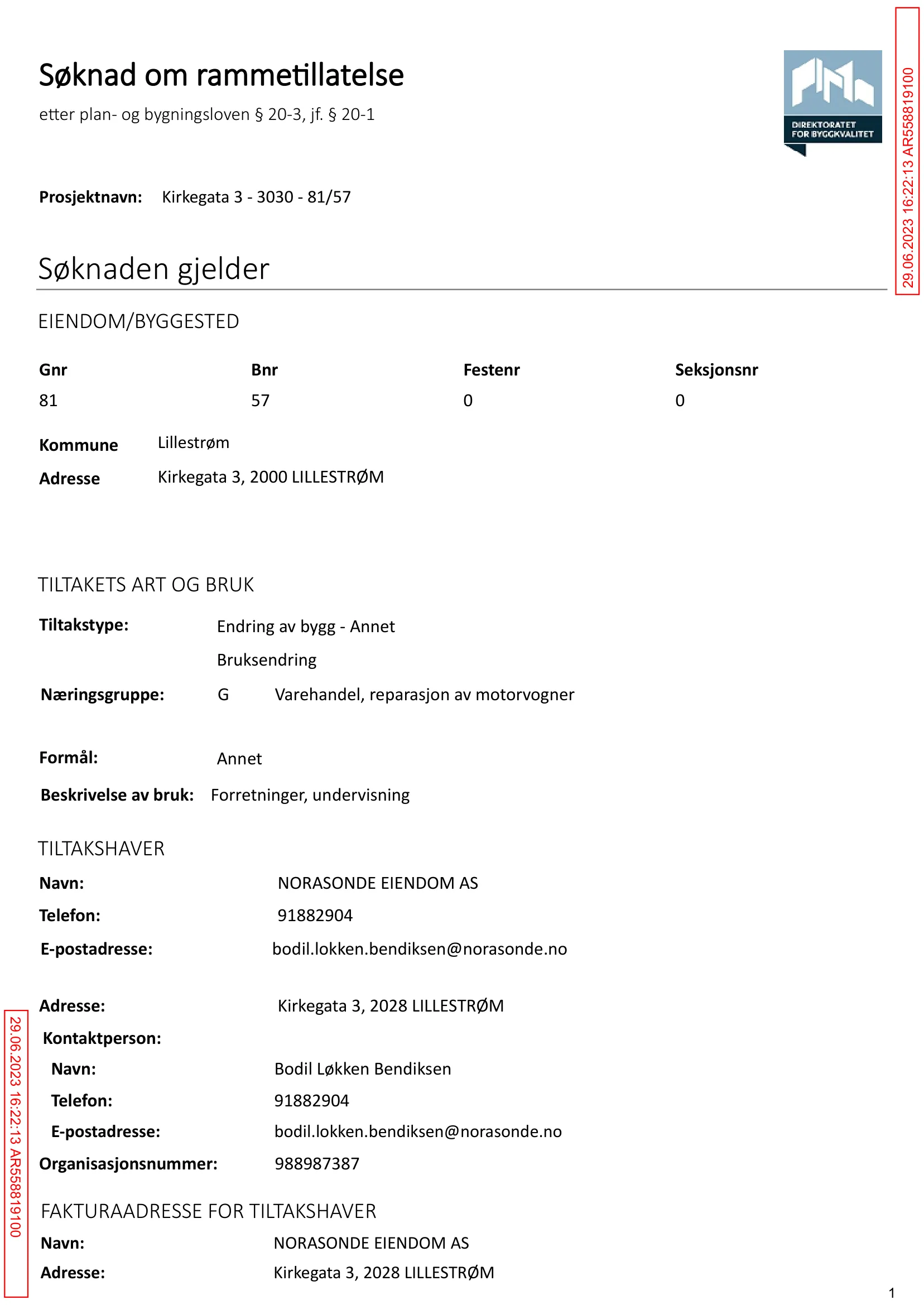 Søknad om rammetillatelse