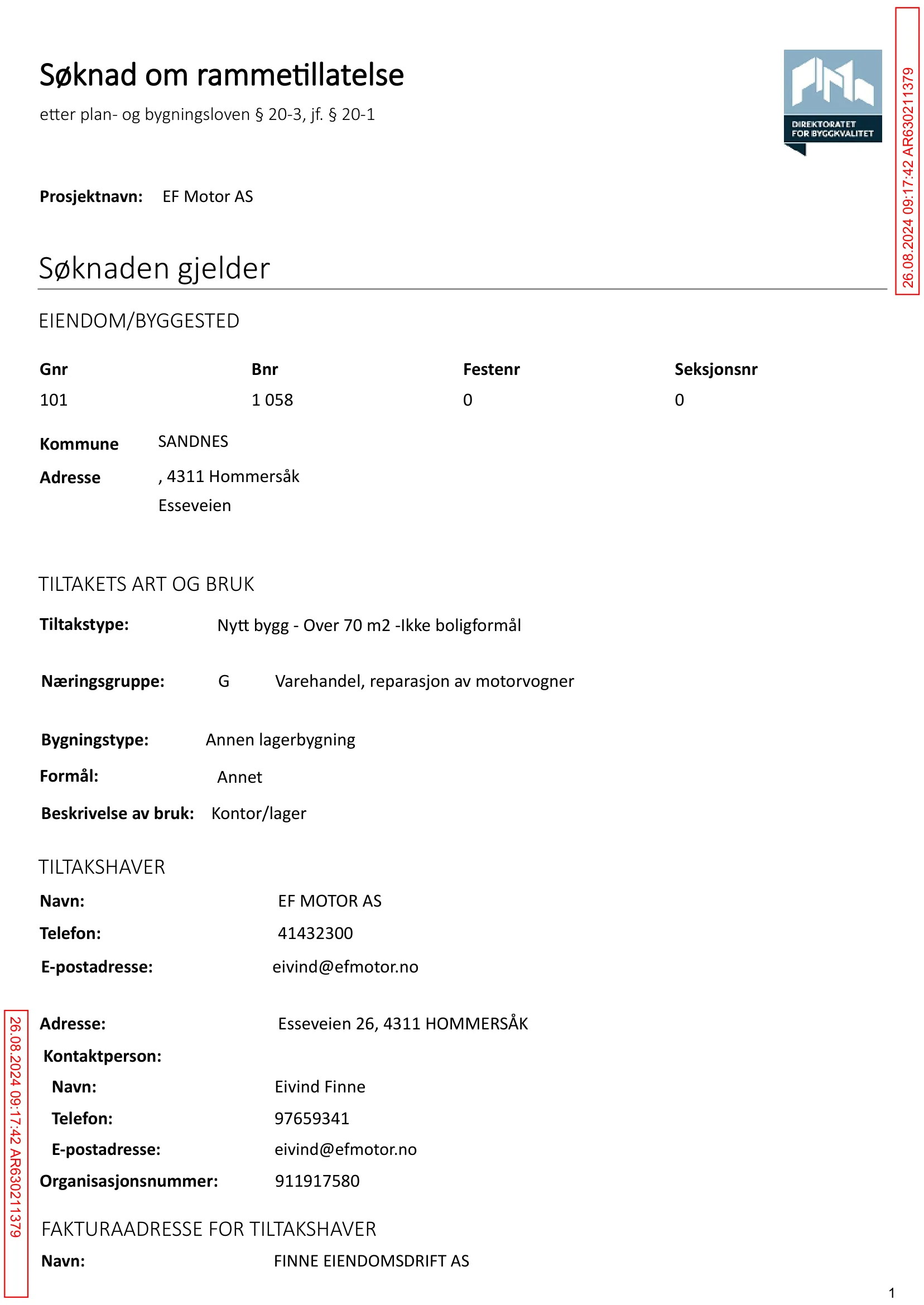 Søknad om rammetillatelse