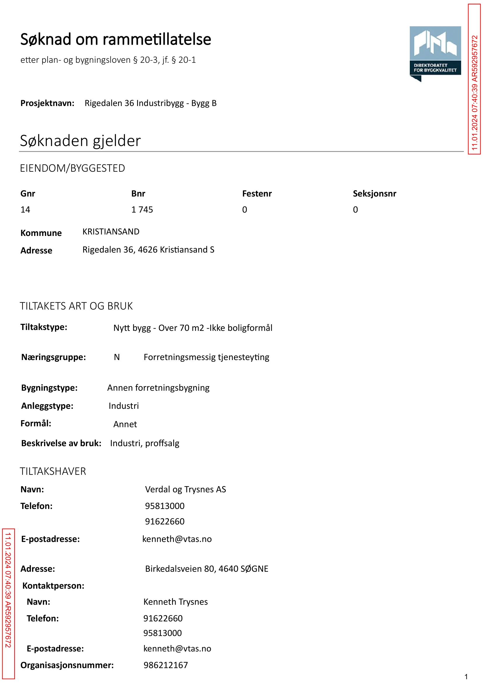 Søknad om rammetillatelse