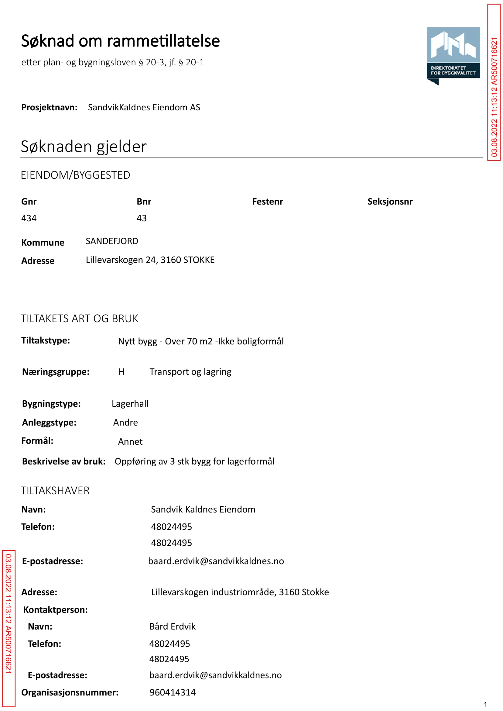 Søknad om rammetillatelse