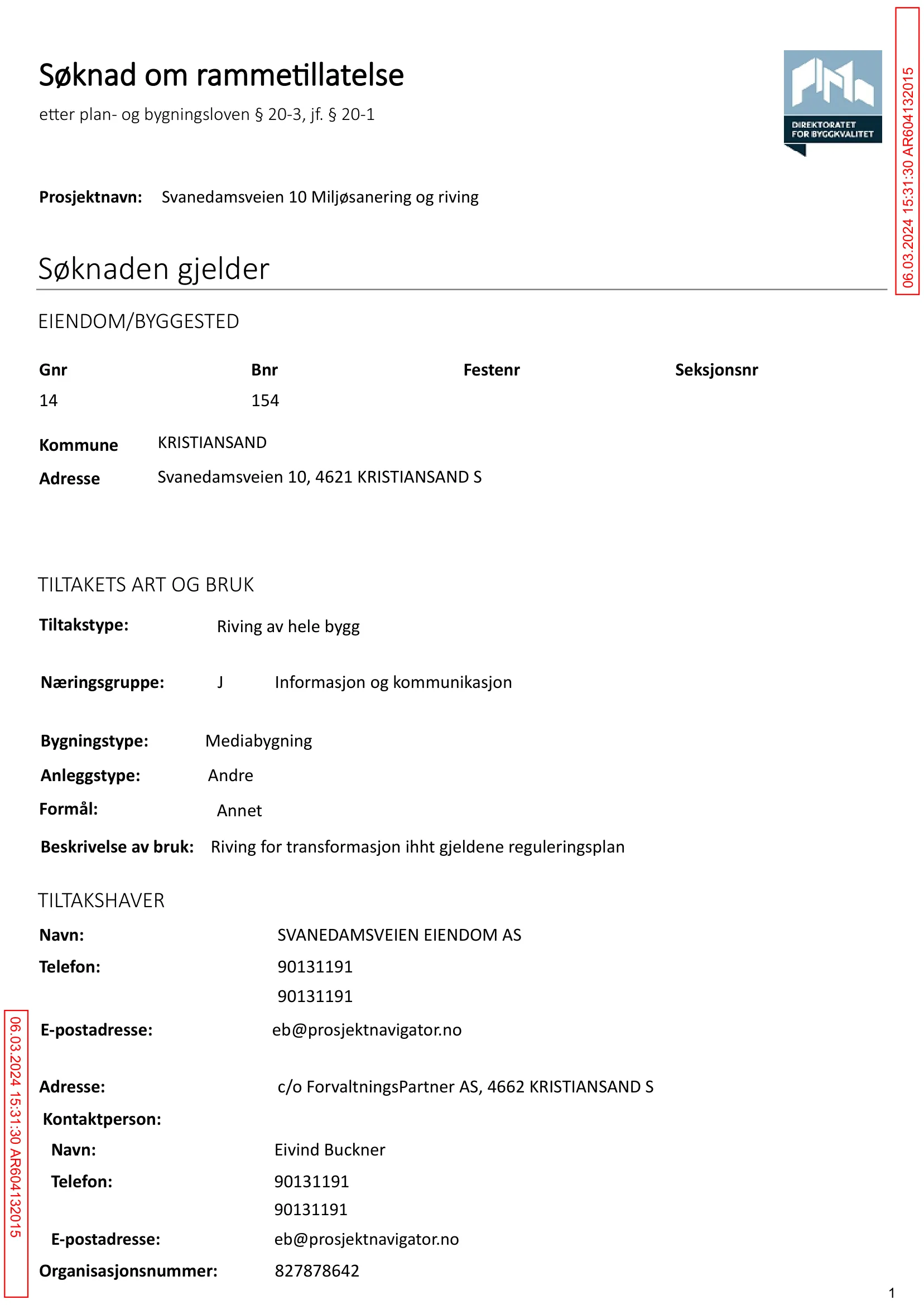 Søknad om rammetillatelse