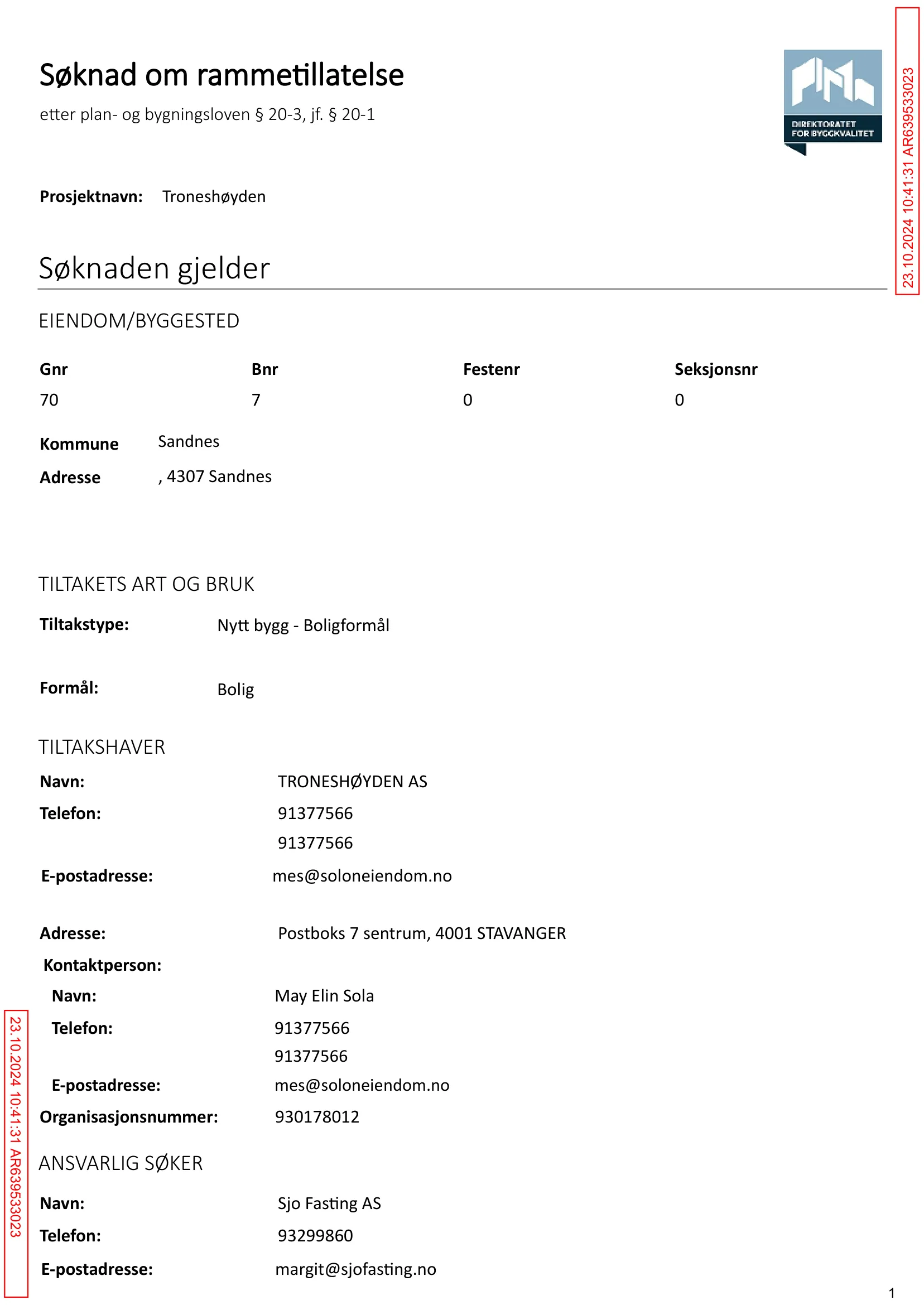 Søknad om rammetillatelse