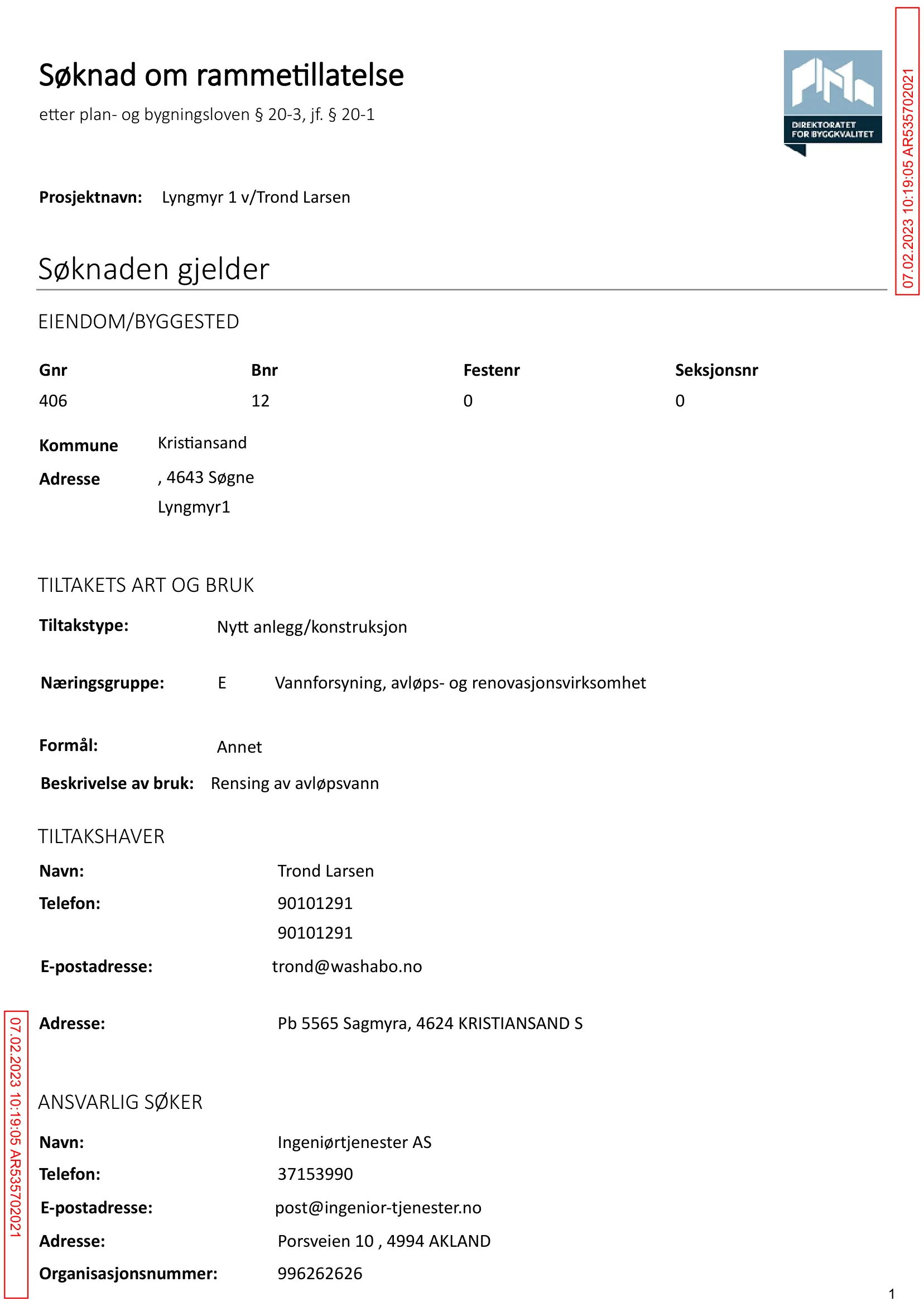 Søknad om rammetillatelse