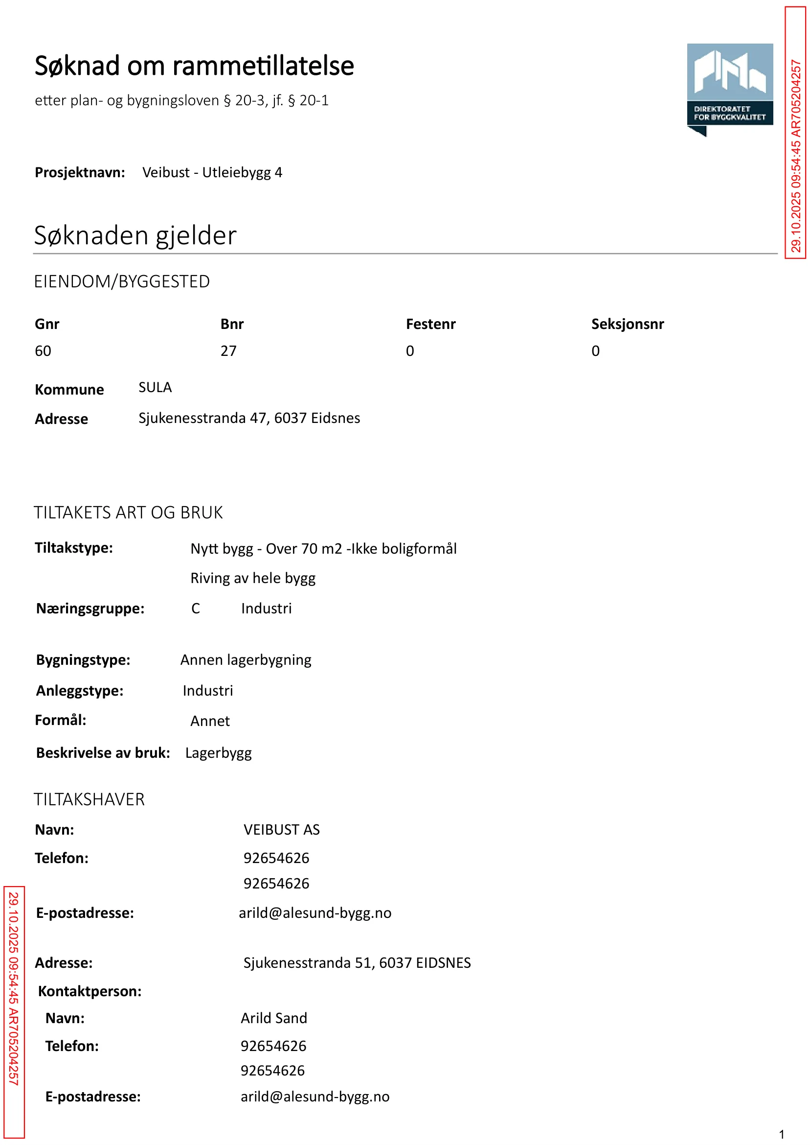 Søknad om rammetillatelse