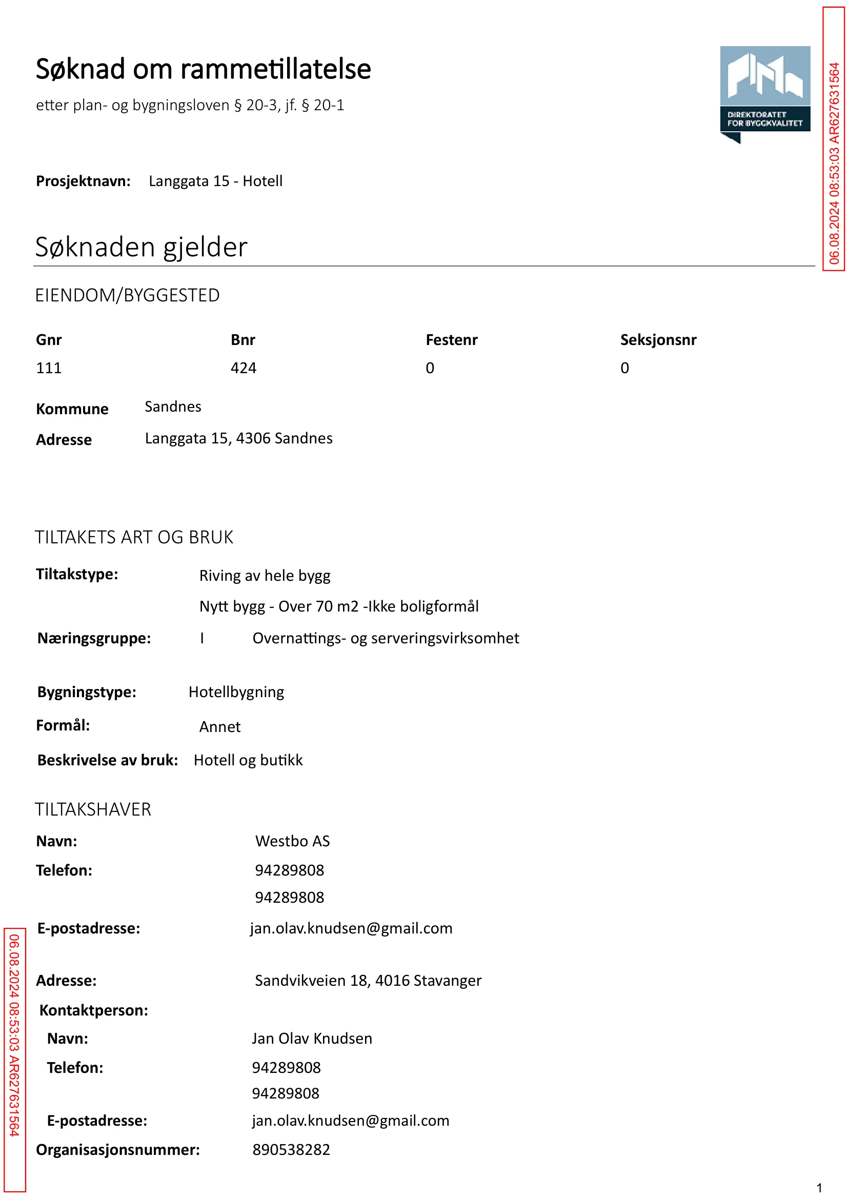 Søknad om rammetillatelse