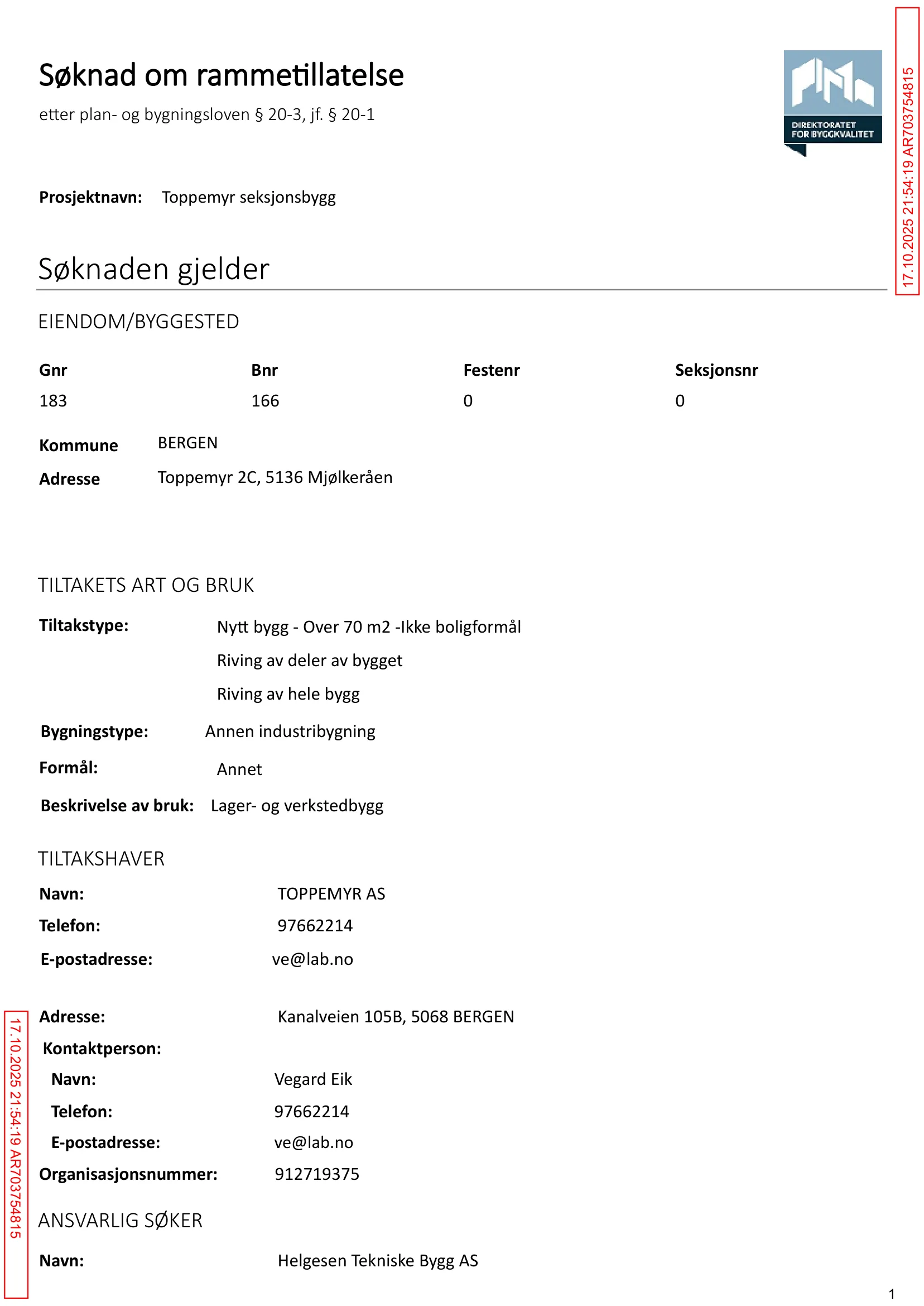 Søknad om rammetillatelse