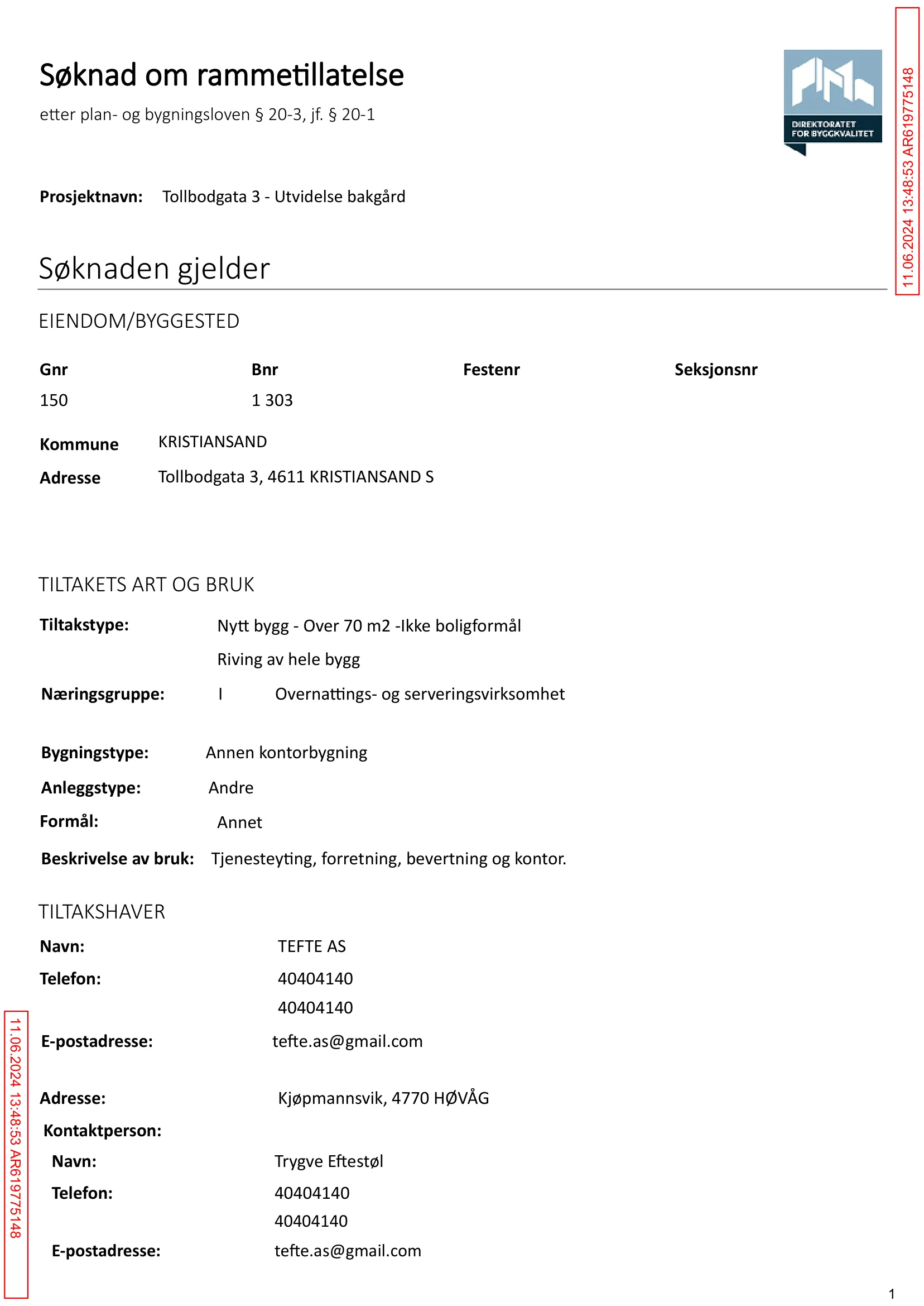 Søknad om rammetillatelse