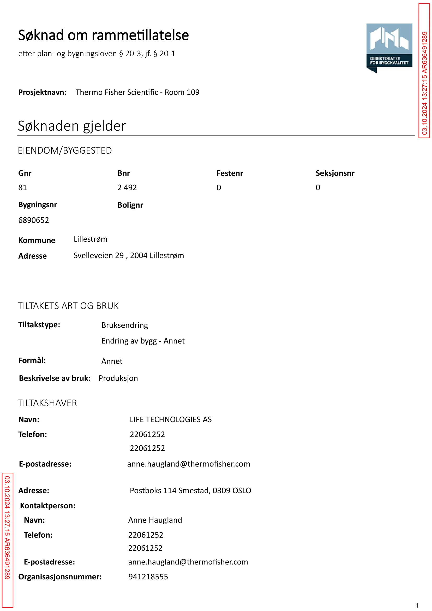Søknad om rammetillatelse