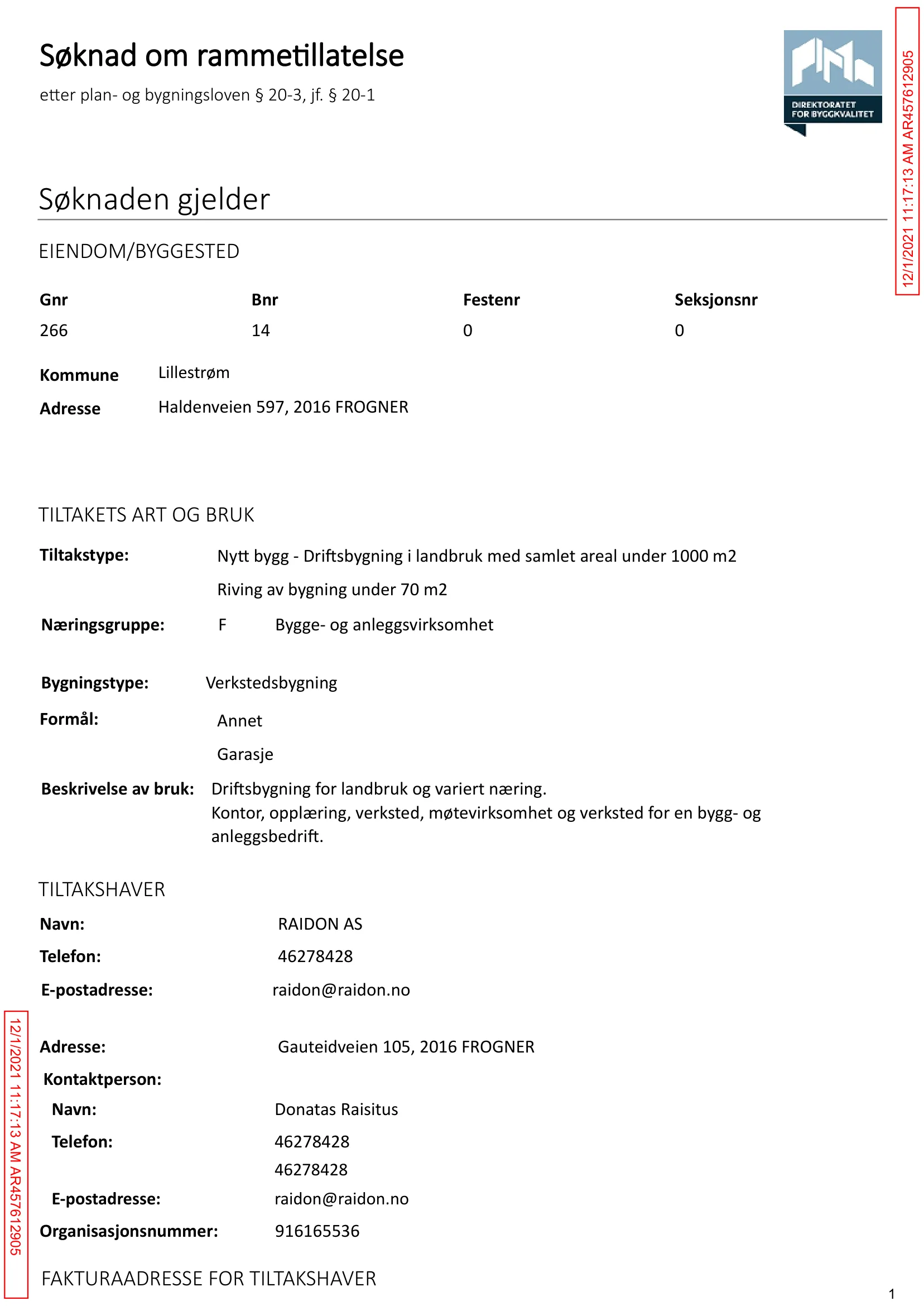 Søknad om rammetillatelse