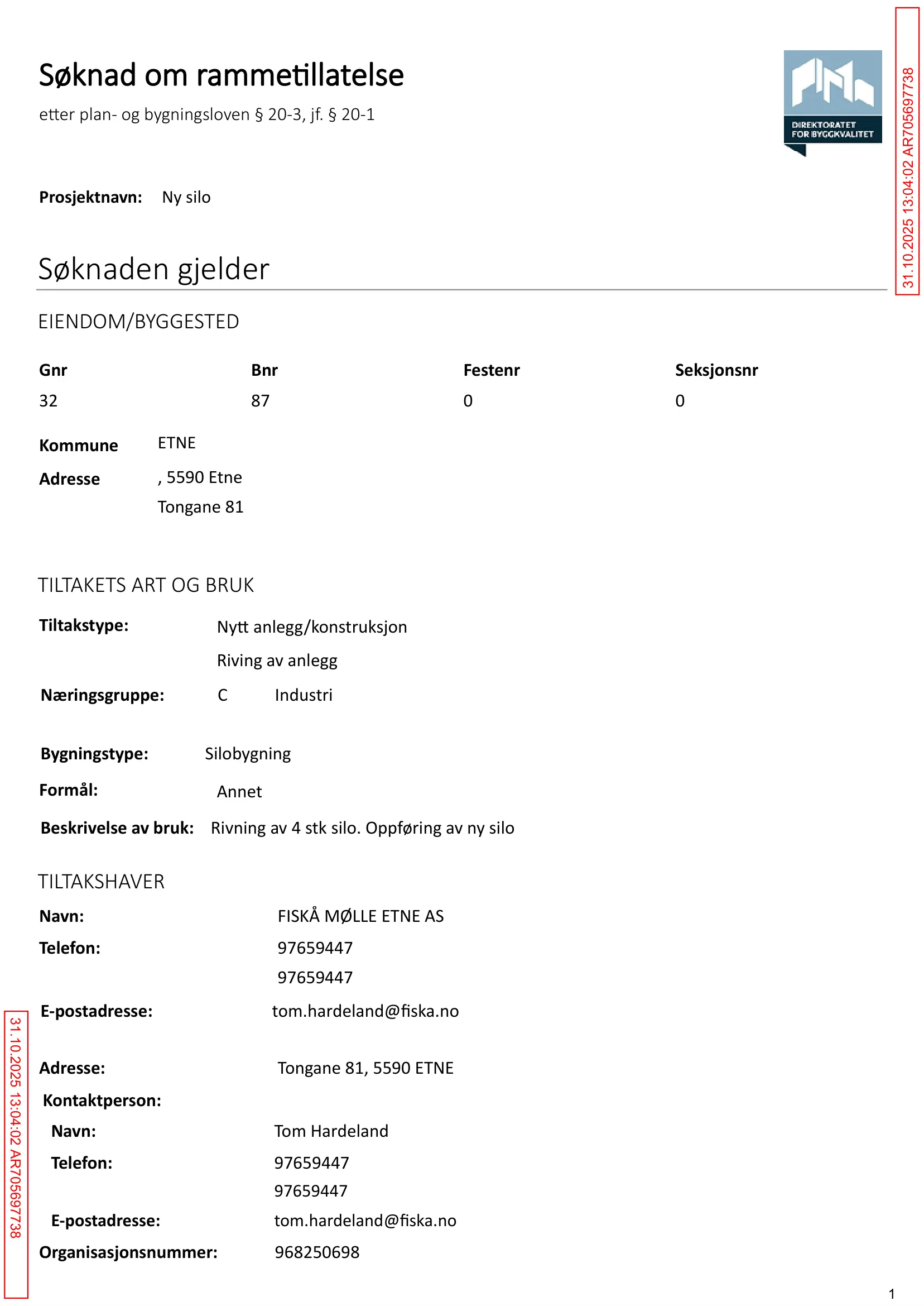 Søknad om rammetillatelse