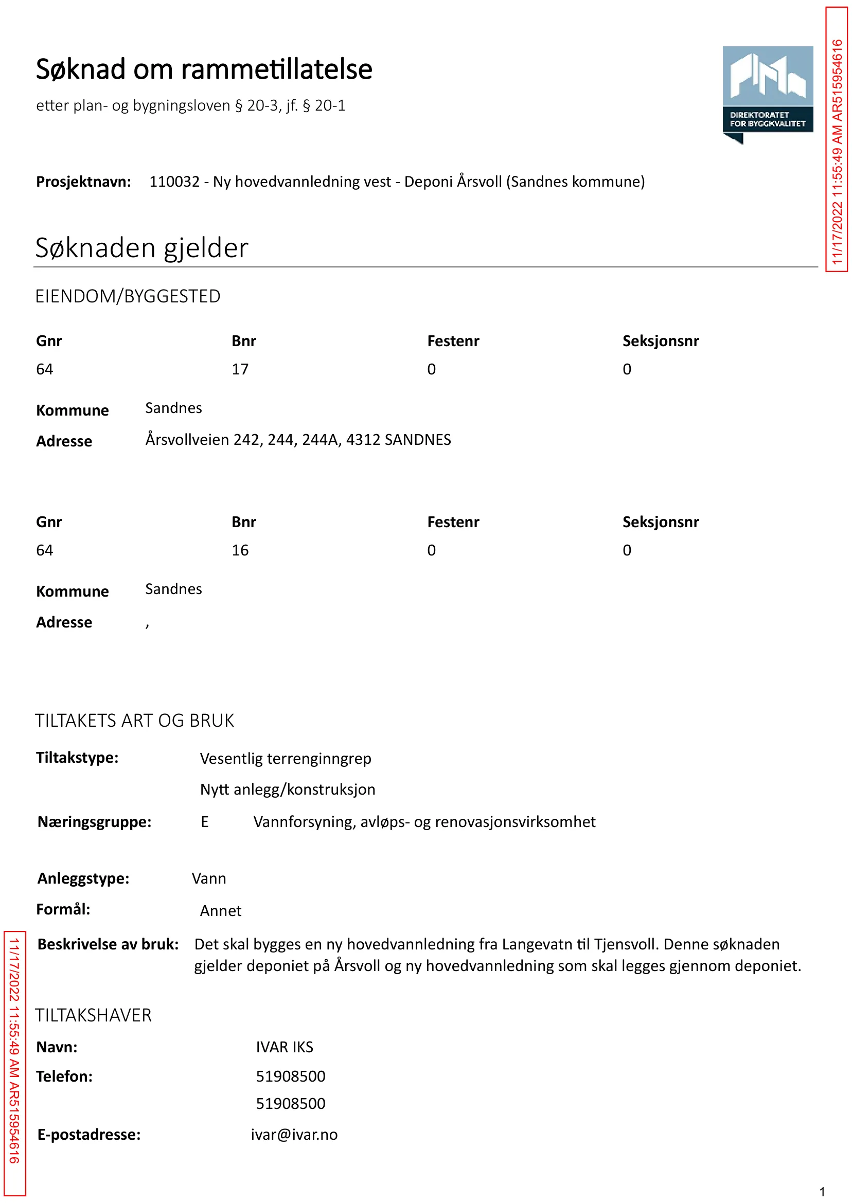 Søknad om rammetillatelse