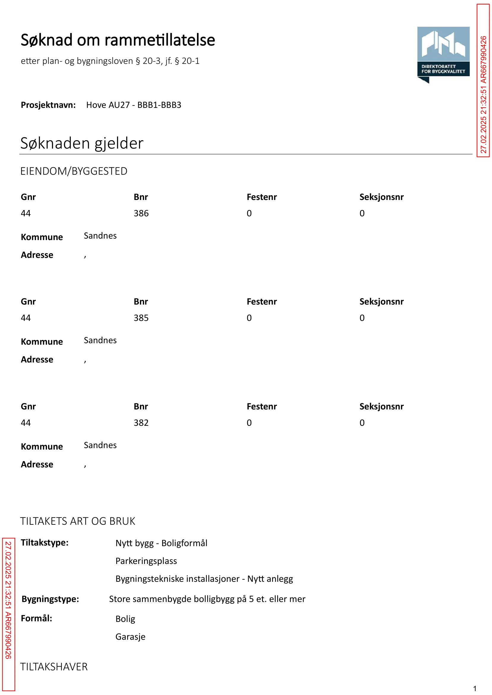 Søknad om rammetillatelse