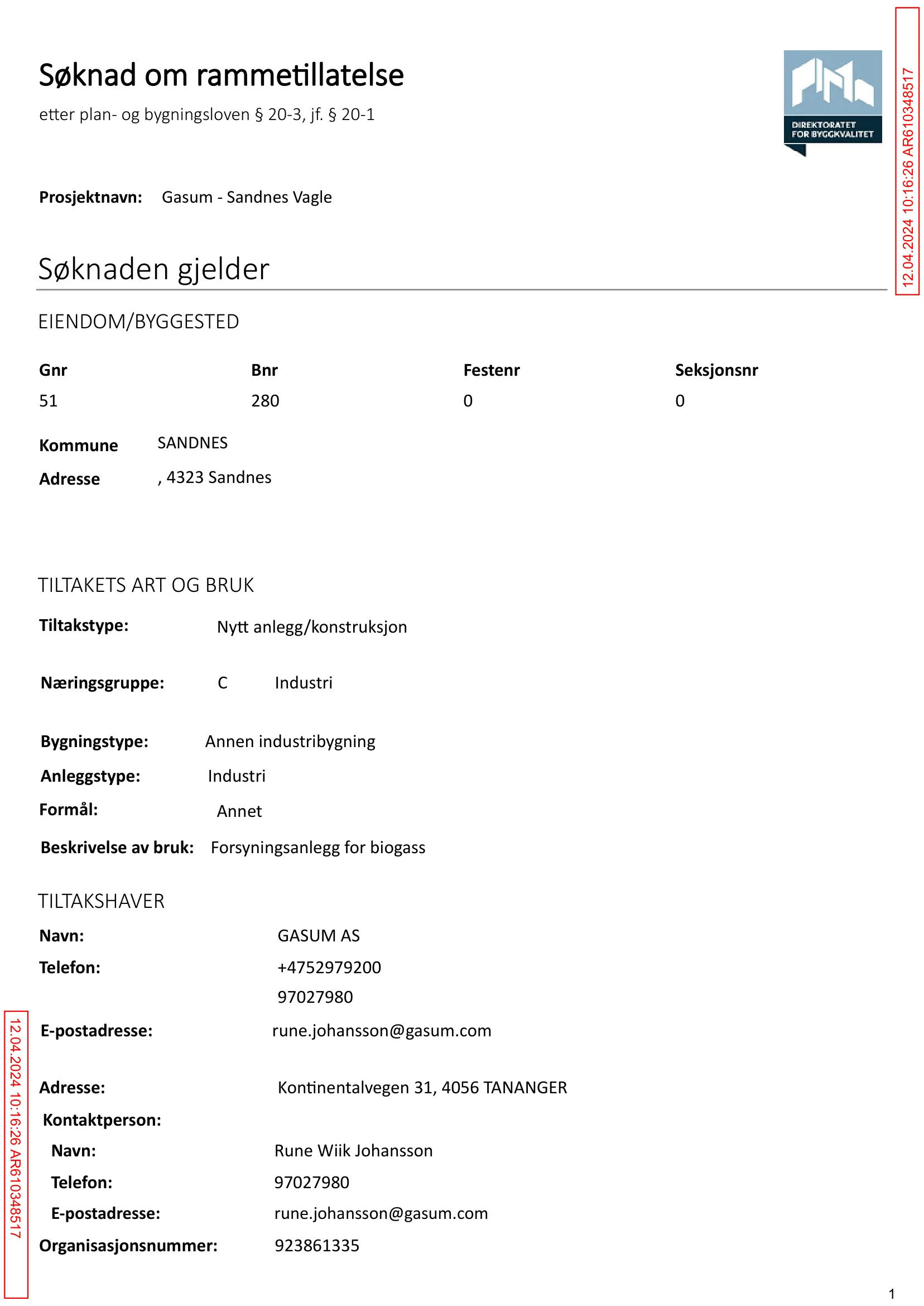 Søknad om rammetillatelse
