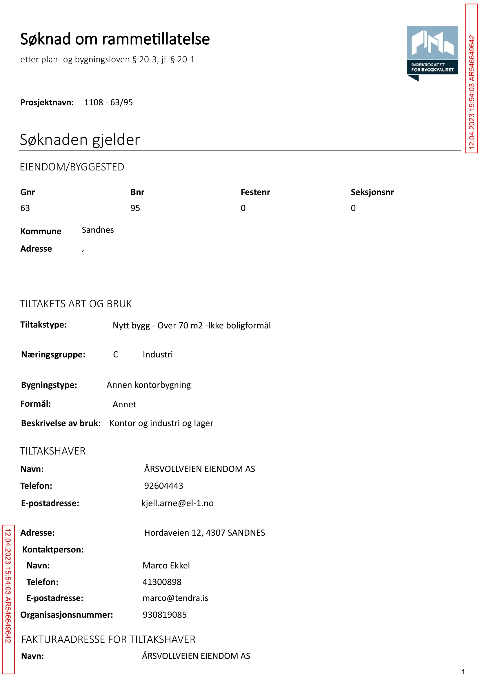 Søknad om rammetillatelse