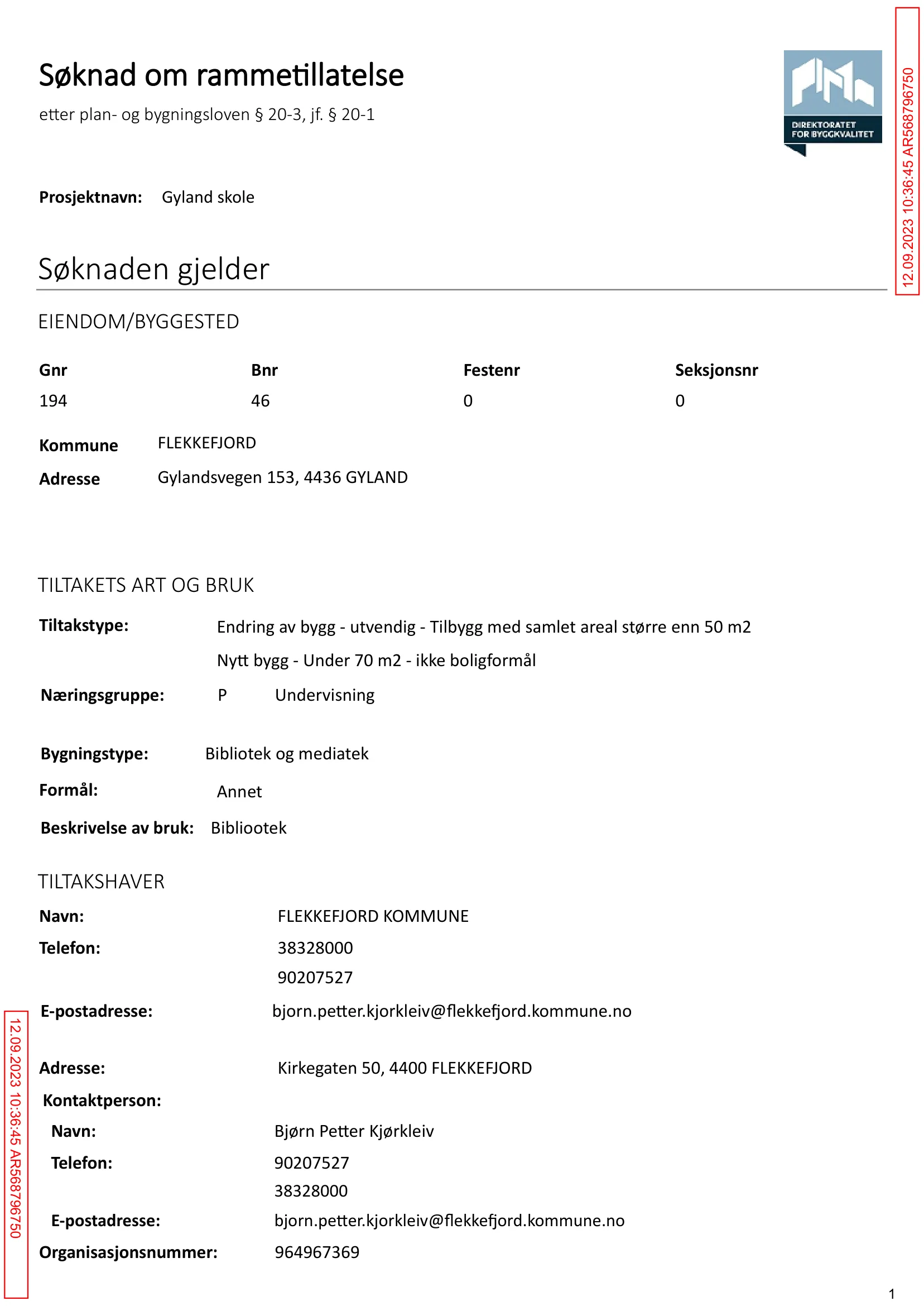 Søknad om rammetillatelse