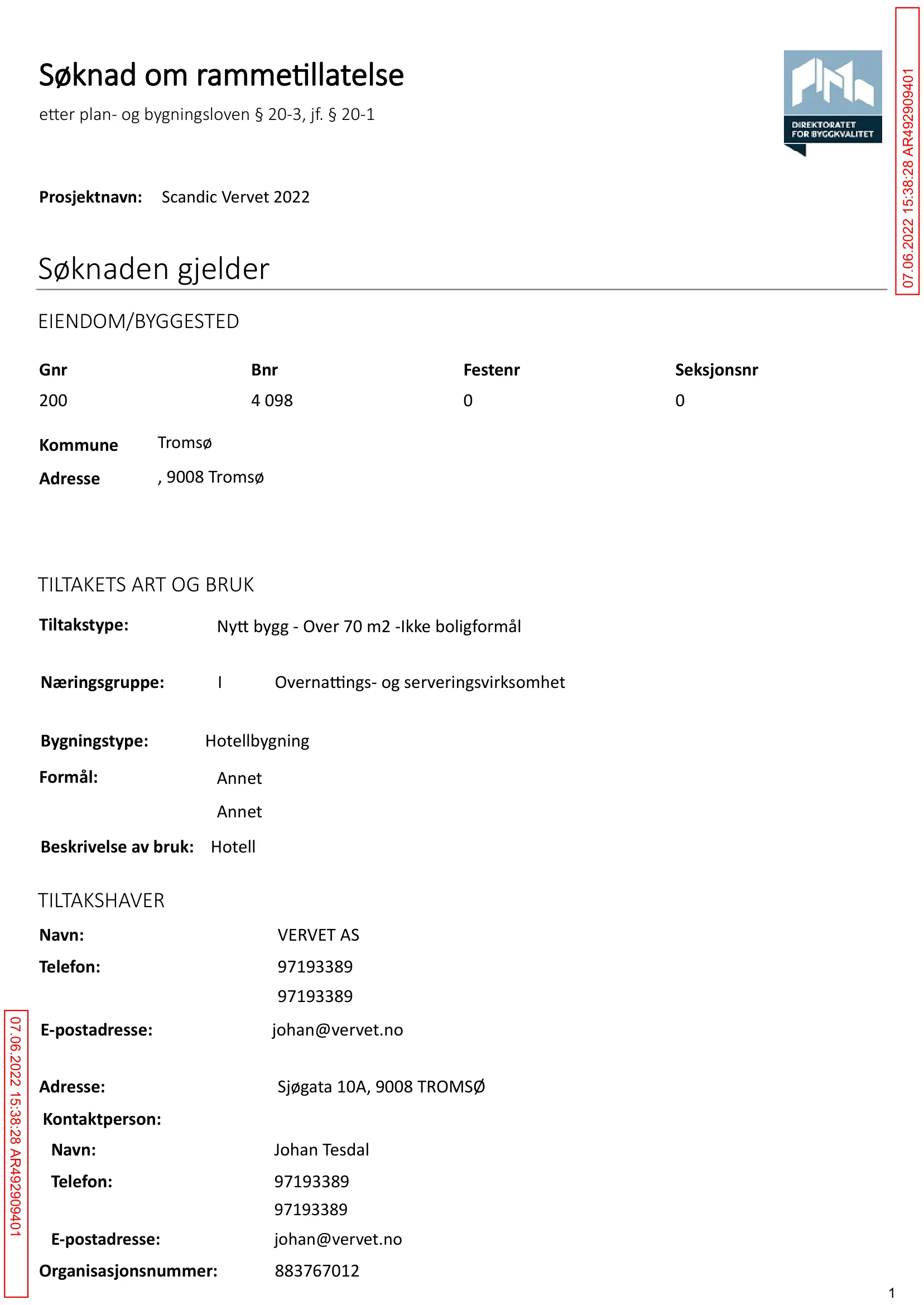 Søknad om rammetillatelse