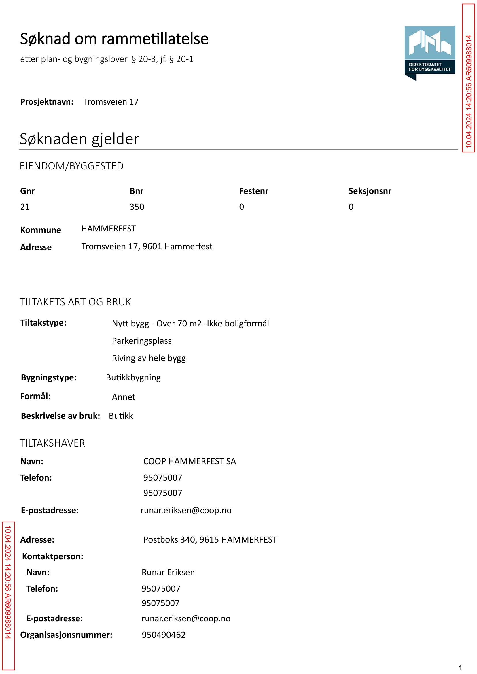 Søknad om rammetillatelse