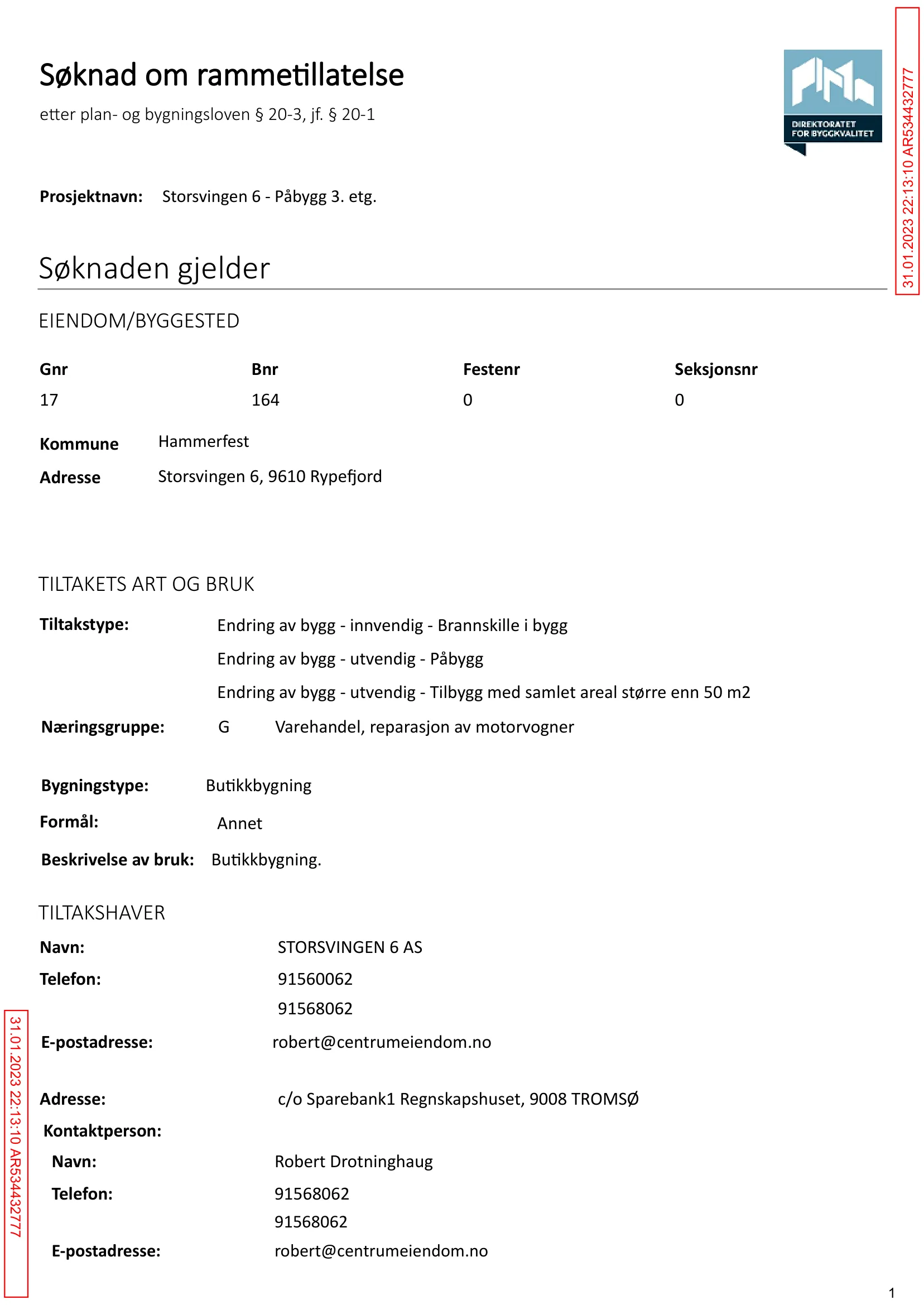 Søknad om rammetillatelse