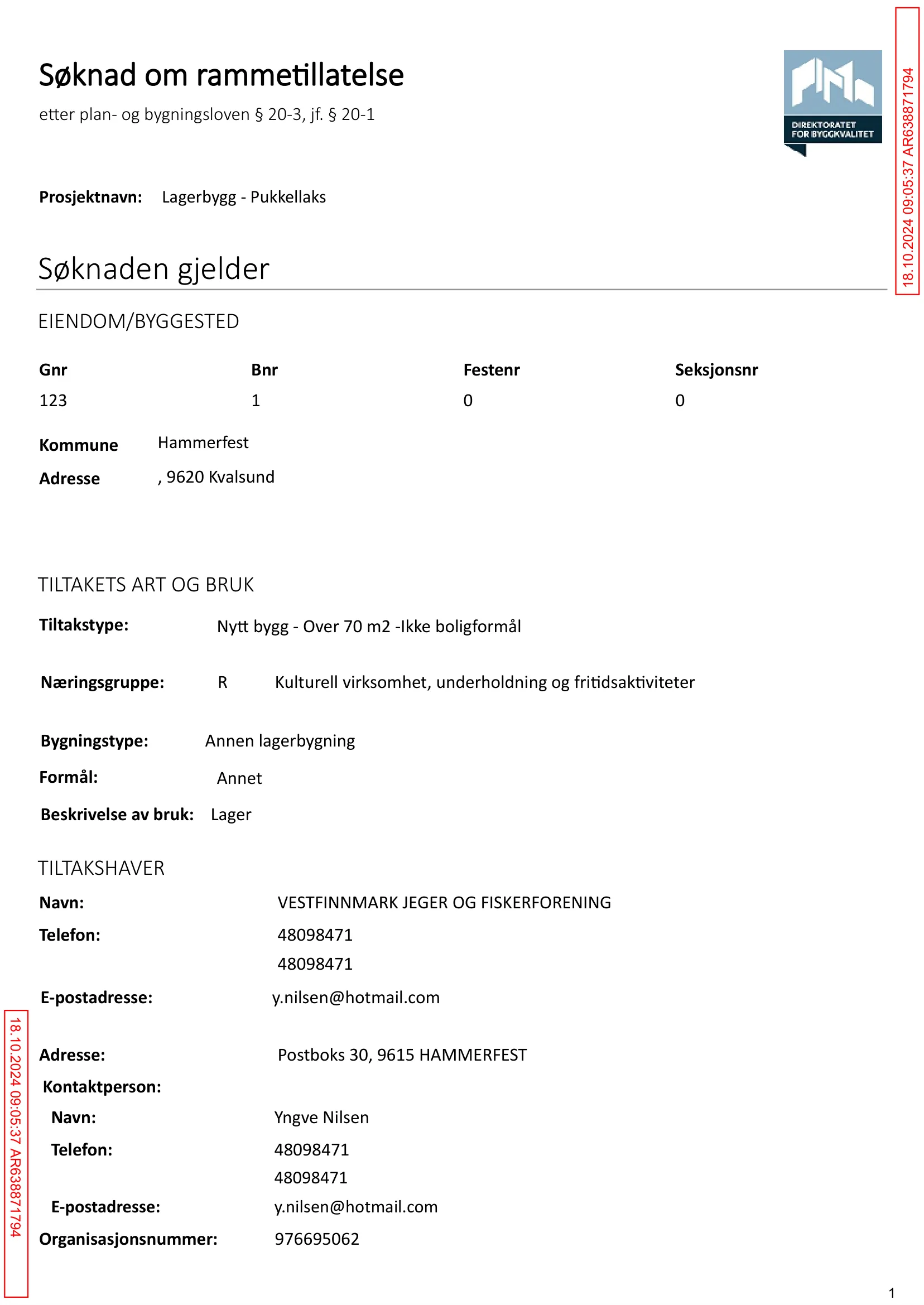 Søknad om rammetillatelse