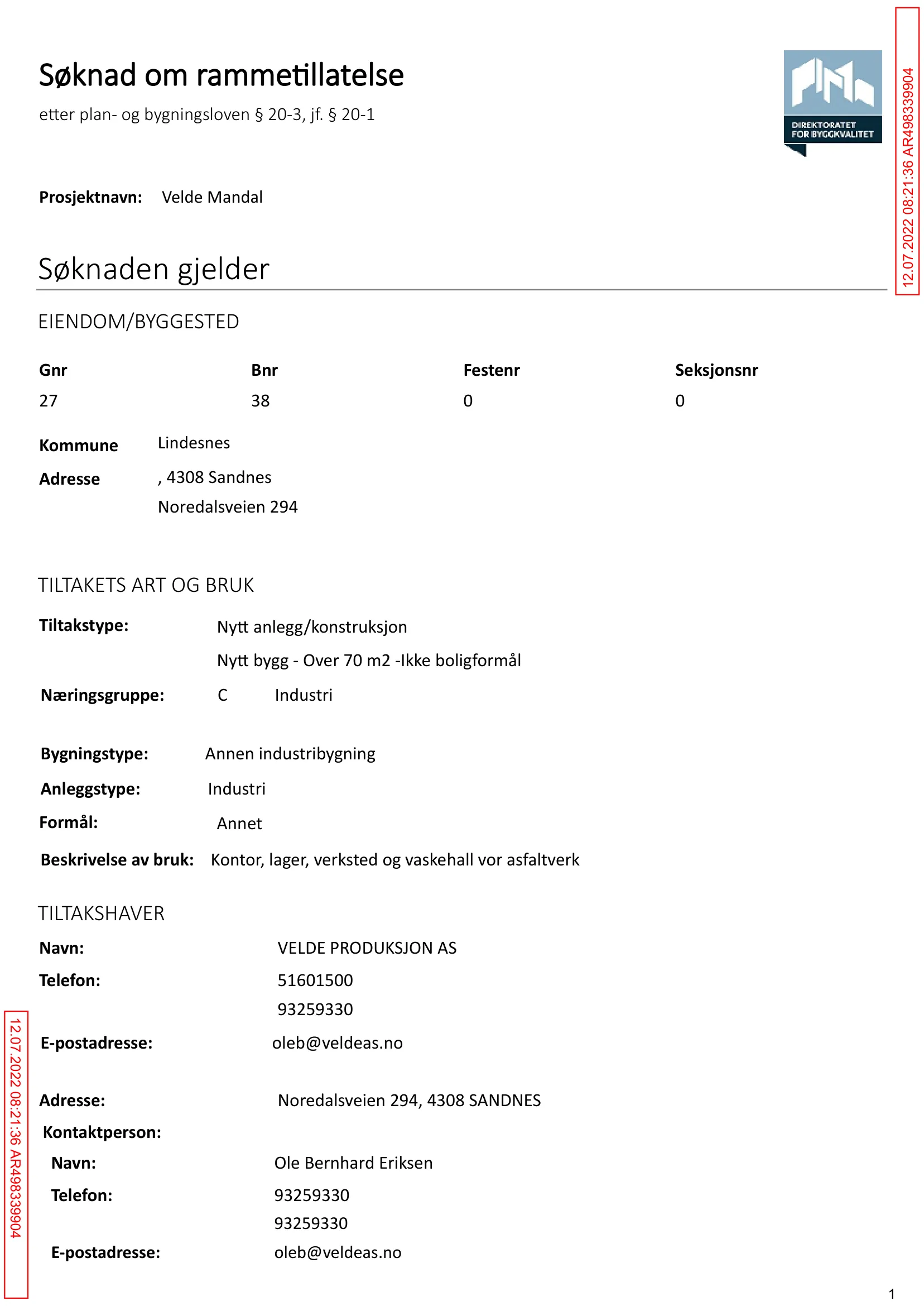 Søknad om rammetillatelse