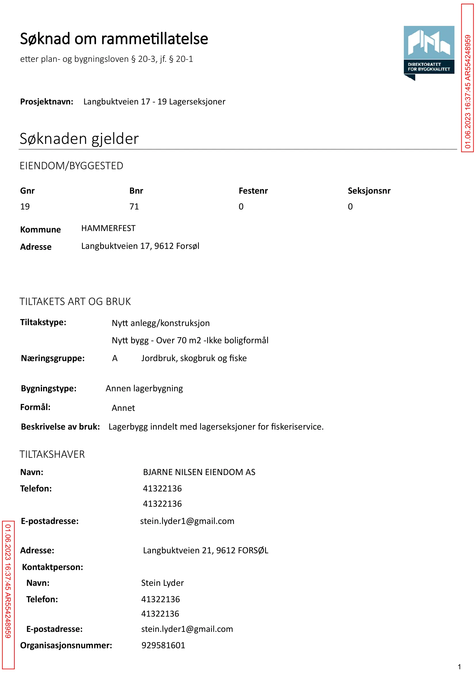 Søknad om rammetillatelse
