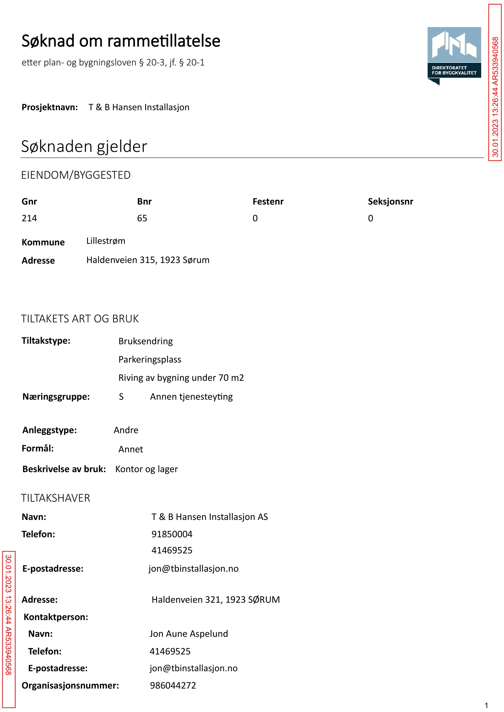 Søknad om rammetillatelse