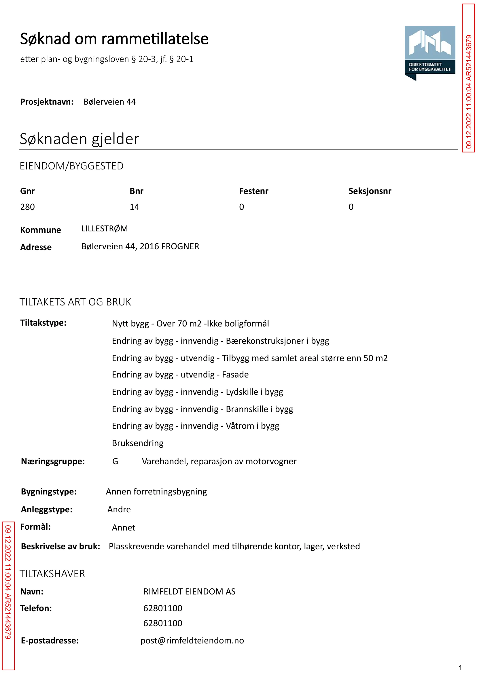 Søknad om rammetillatelse
