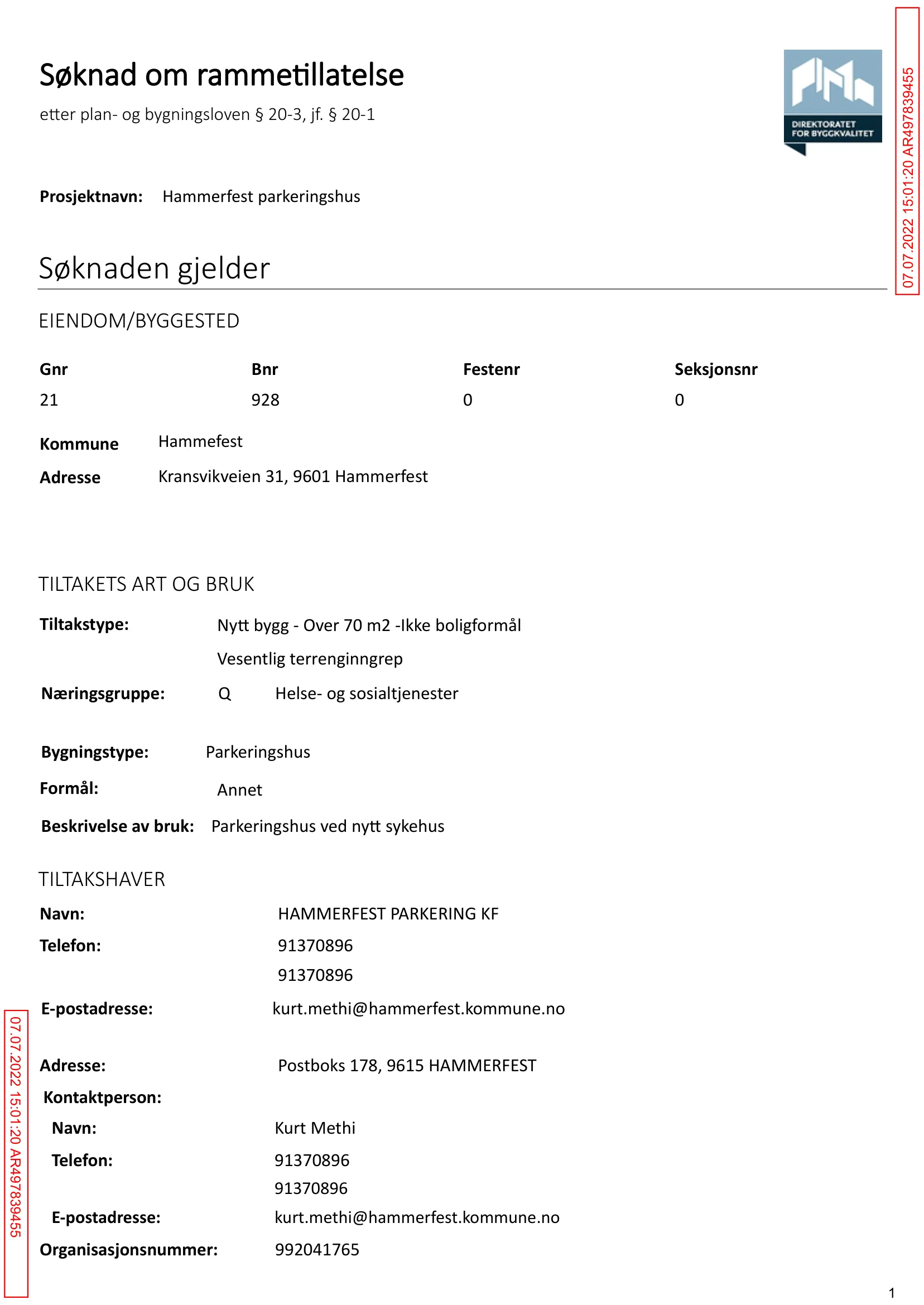 Søknad om rammetillatelse