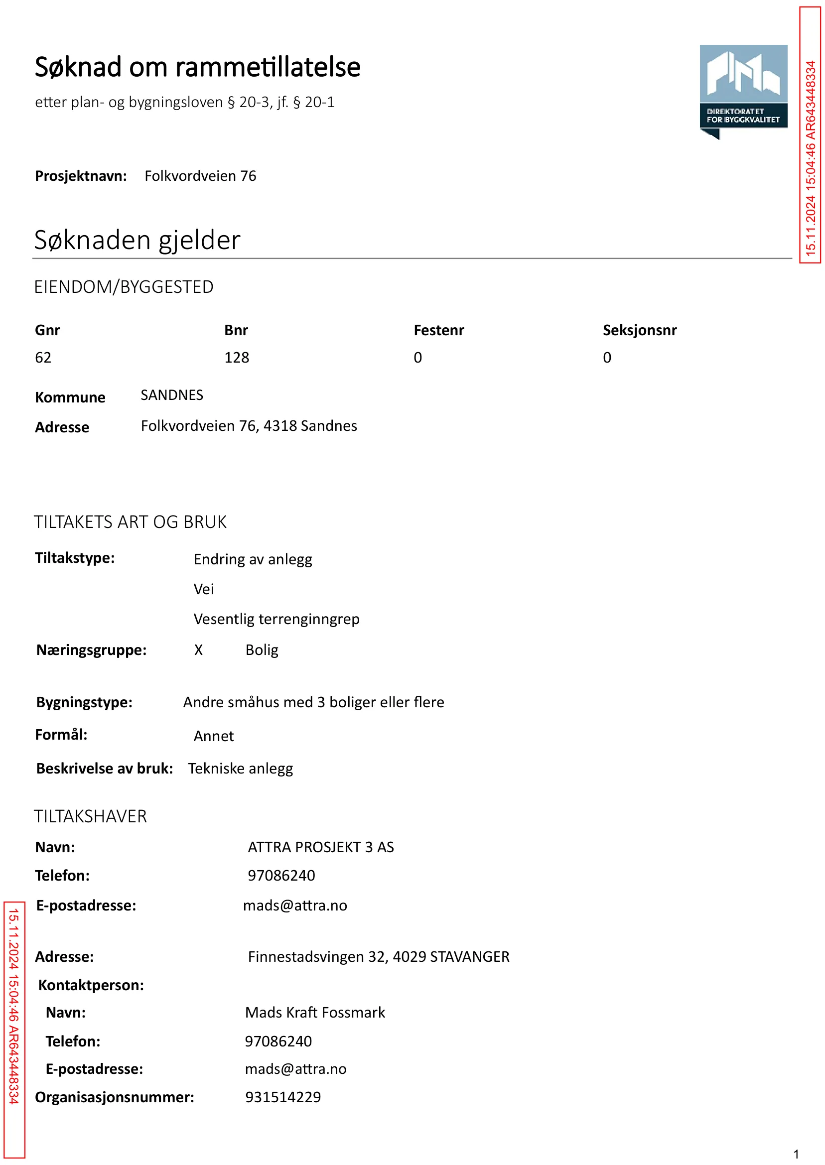 Søknad om rammetillatelse