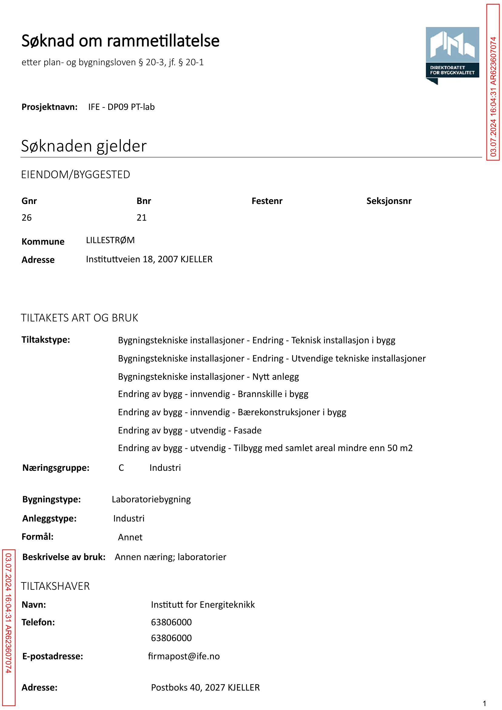 Søknad om rammetillatelse