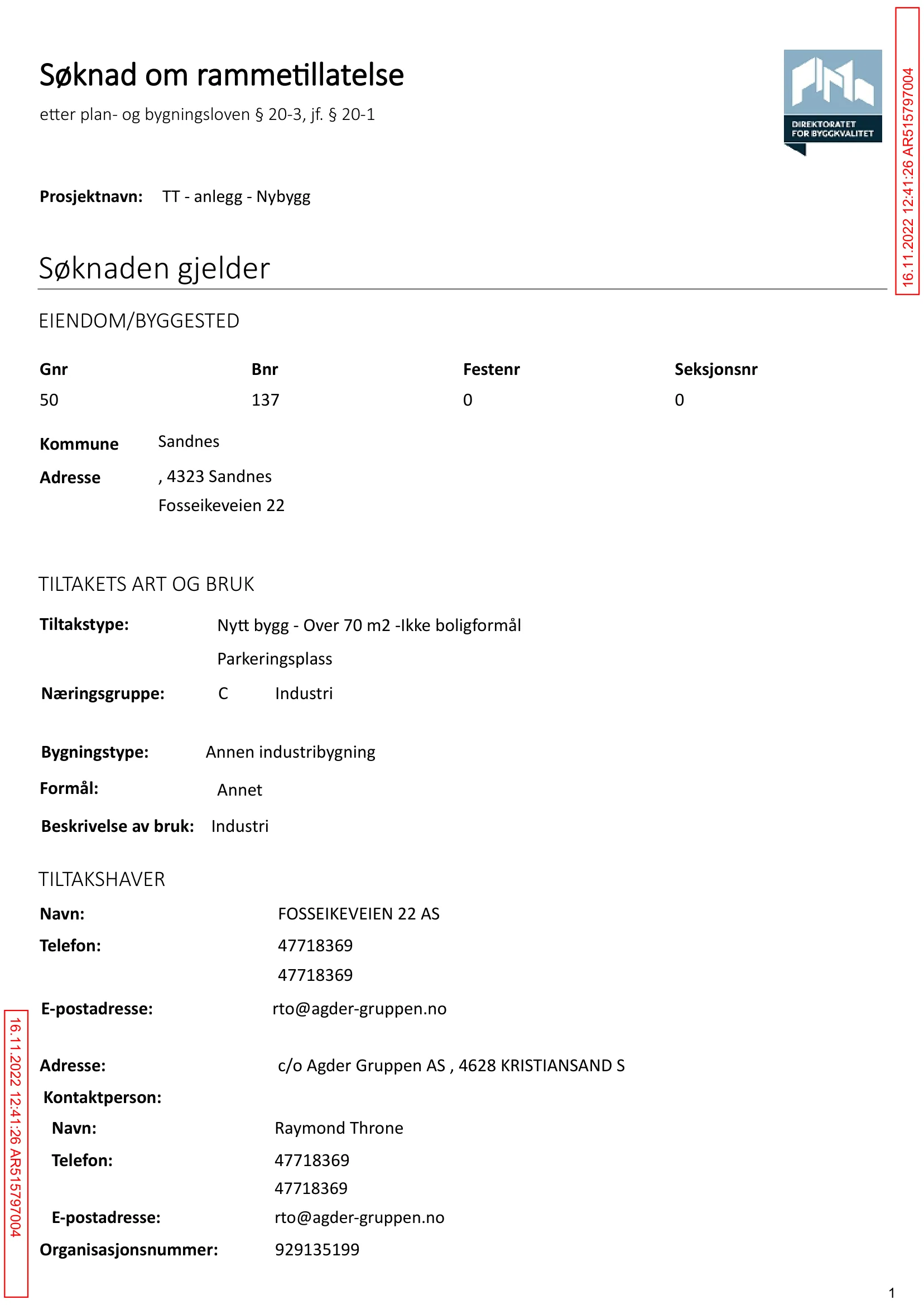 Søknad om rammetillatelse