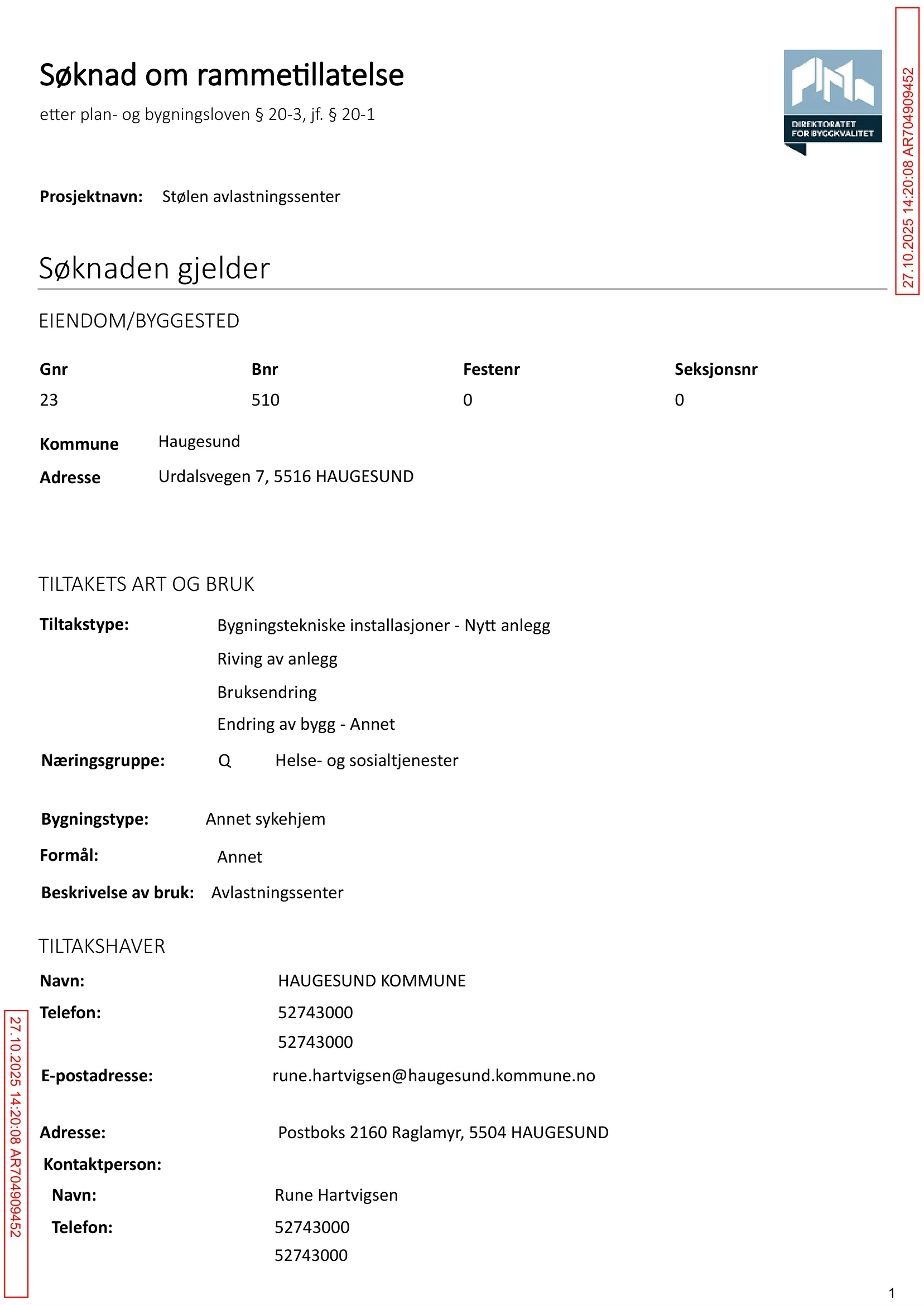 Søknad om rammetillatelse