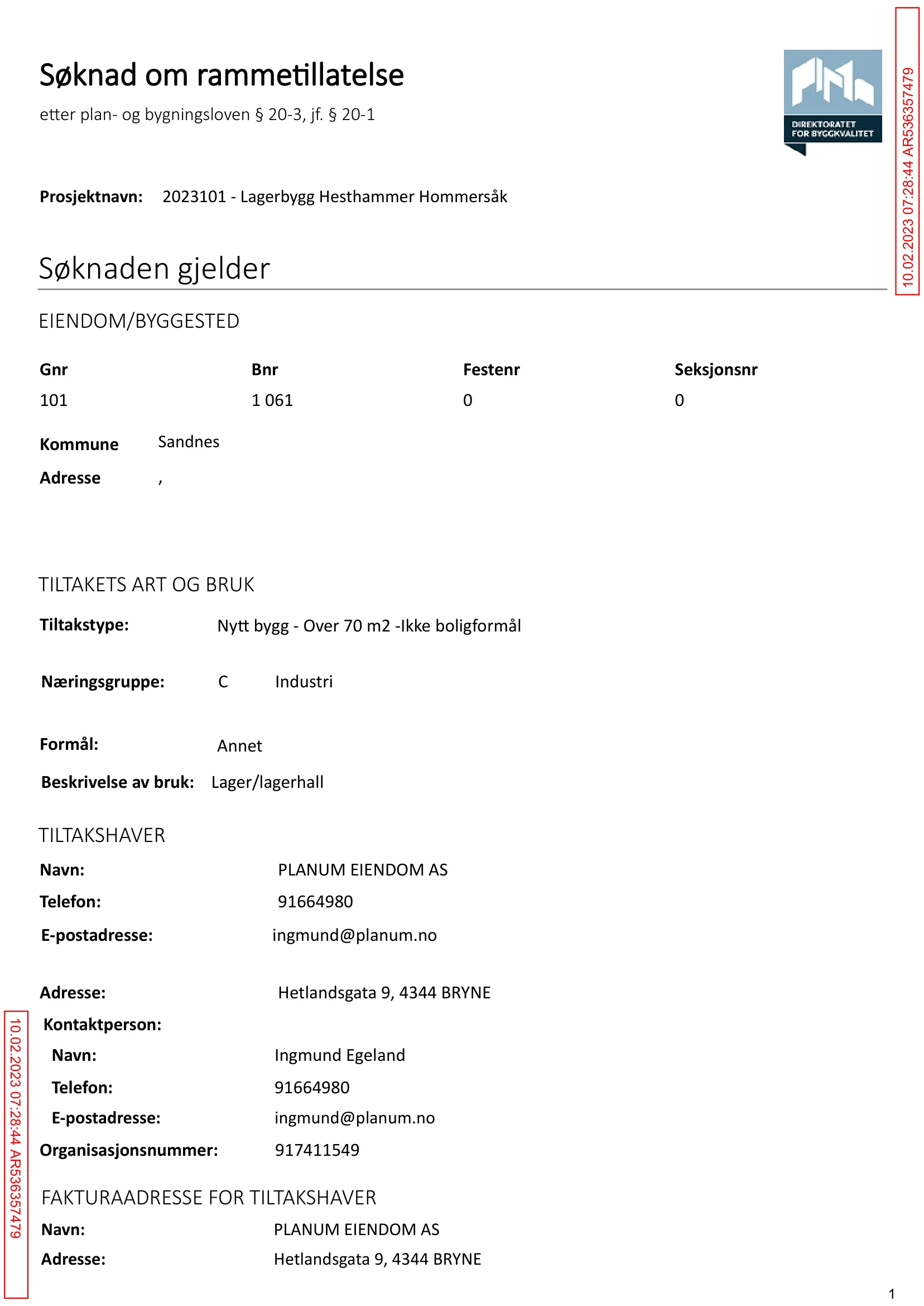 Søknad om rammetillatelse