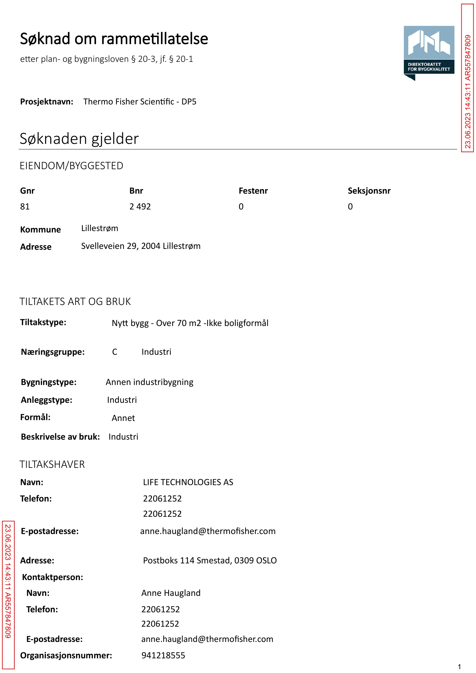 Søknad om rammetillatelse