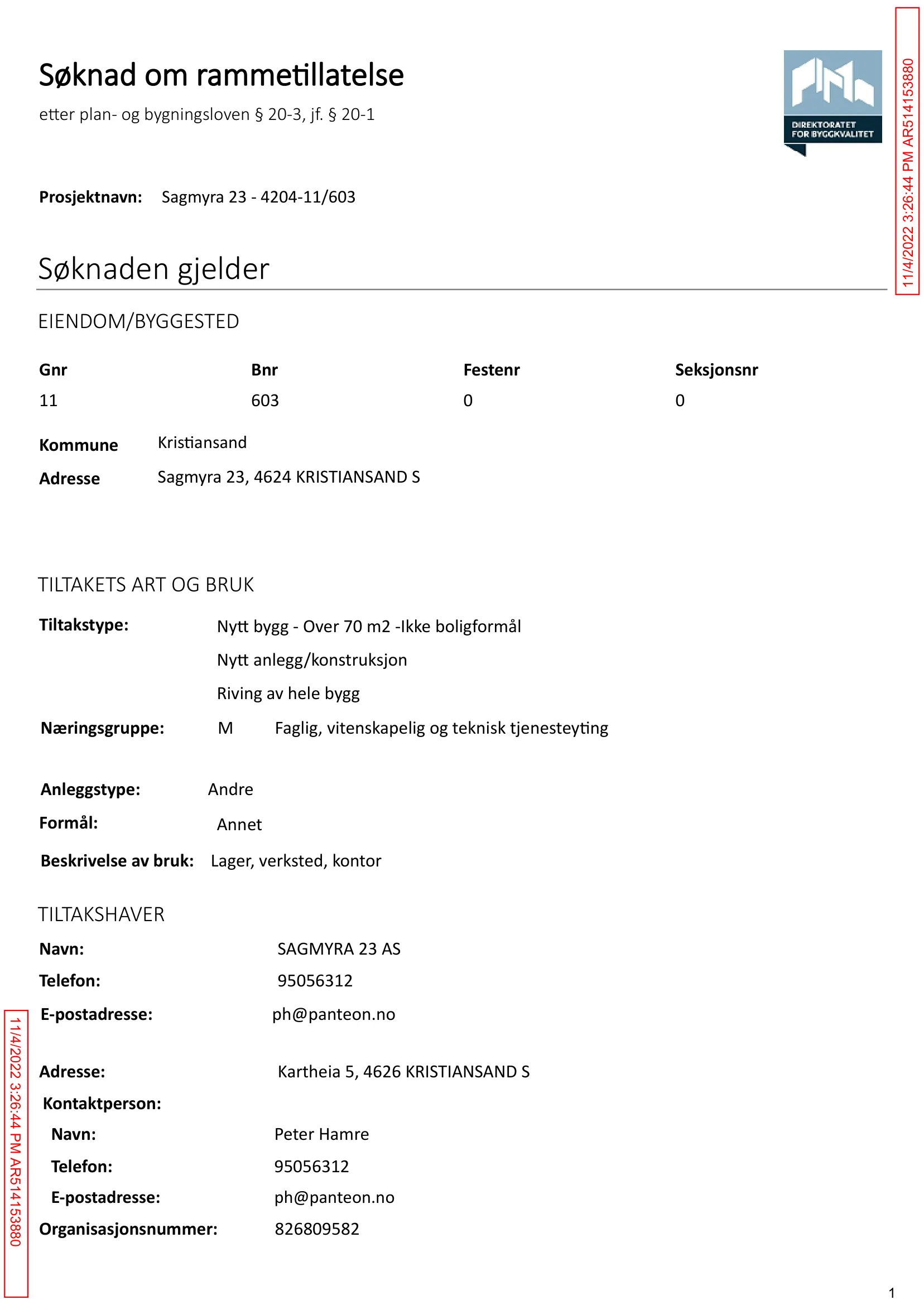 Søknad om rammetillatelse