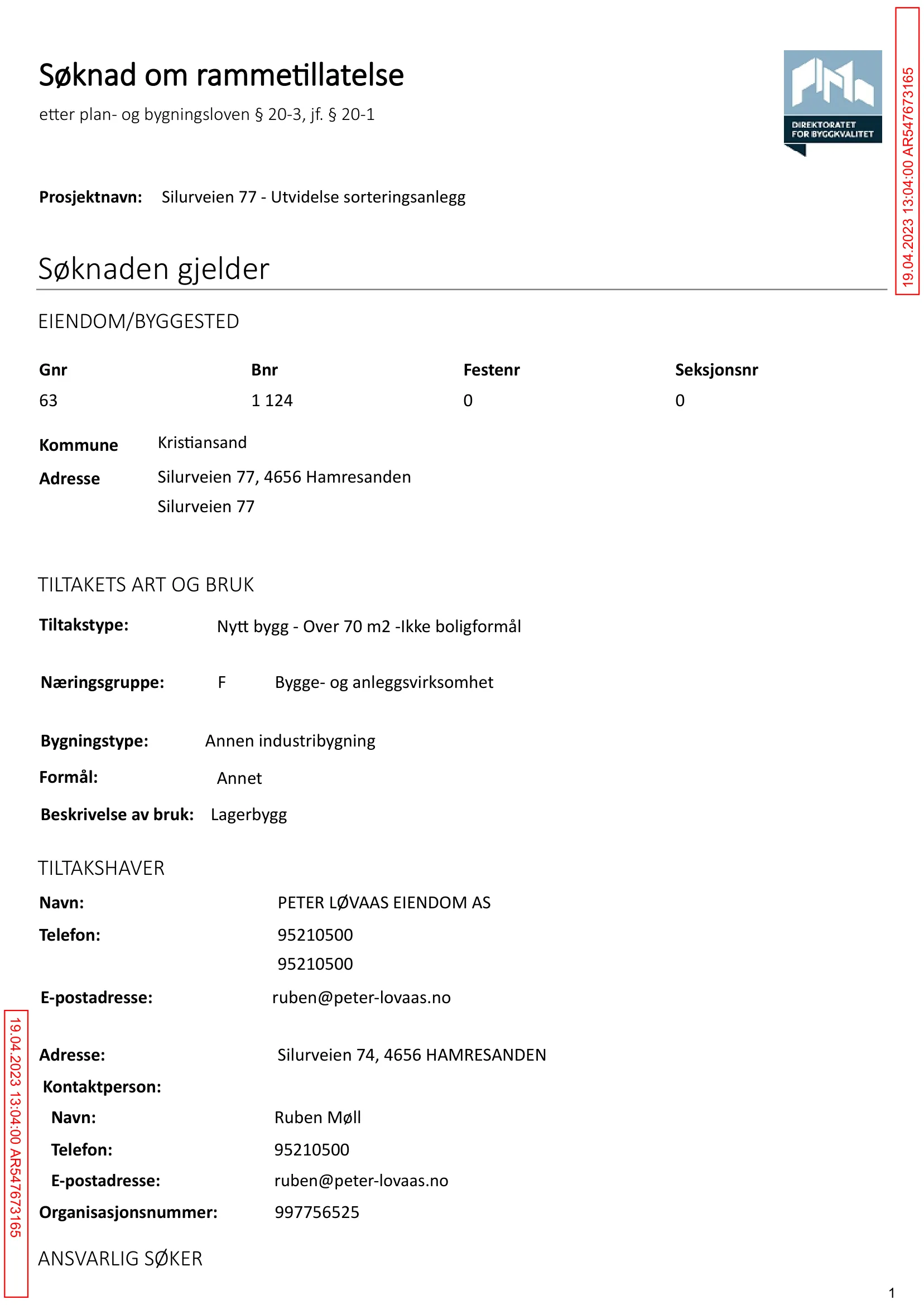 Søknad om rammetillatelse