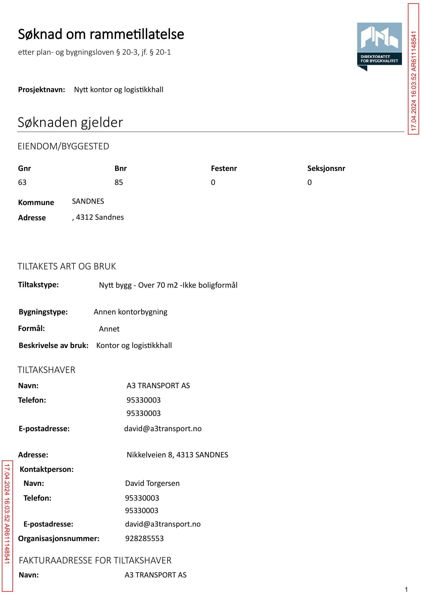 Søknad om rammetillatelse
