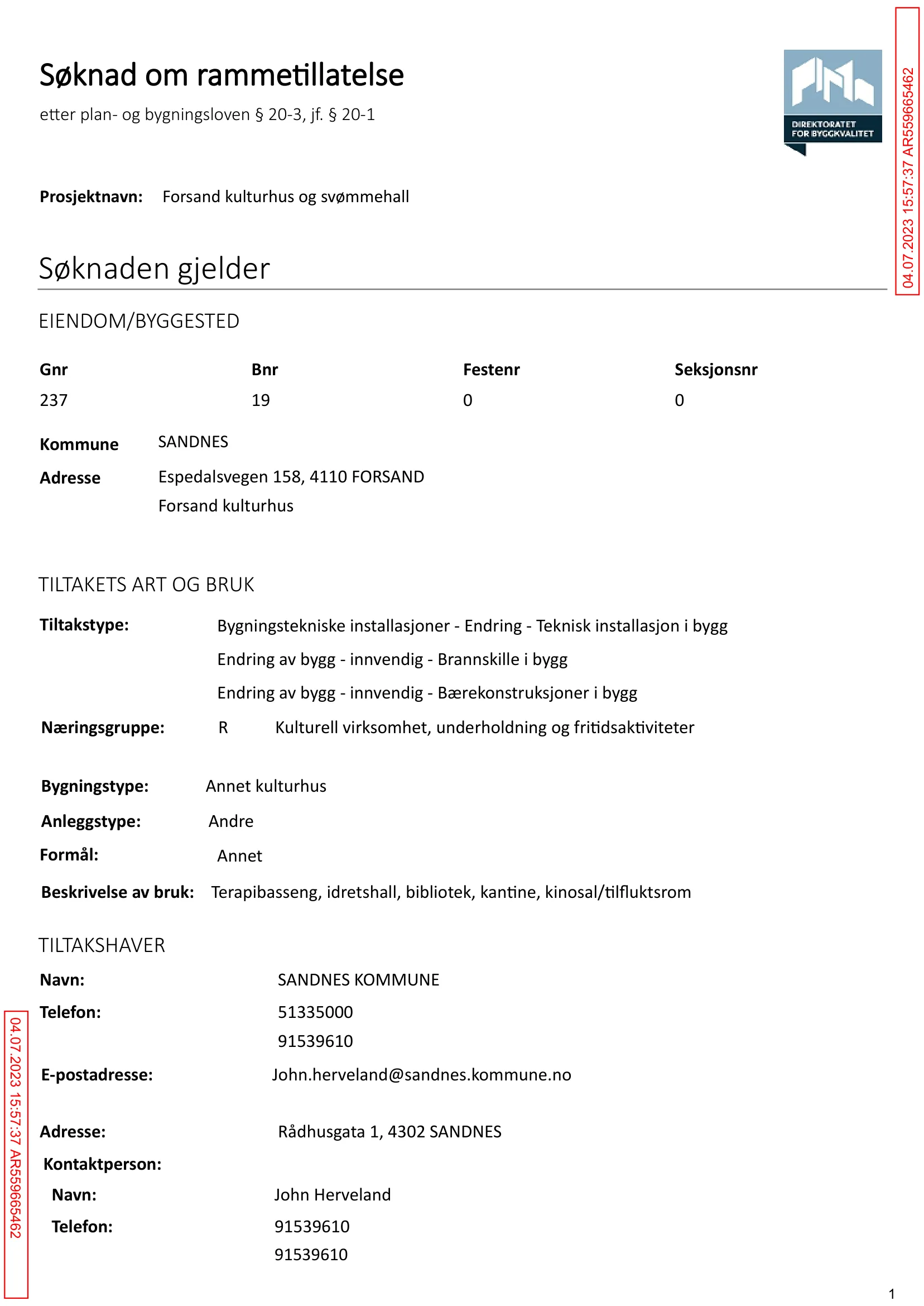 Søknad om rammetillatelse