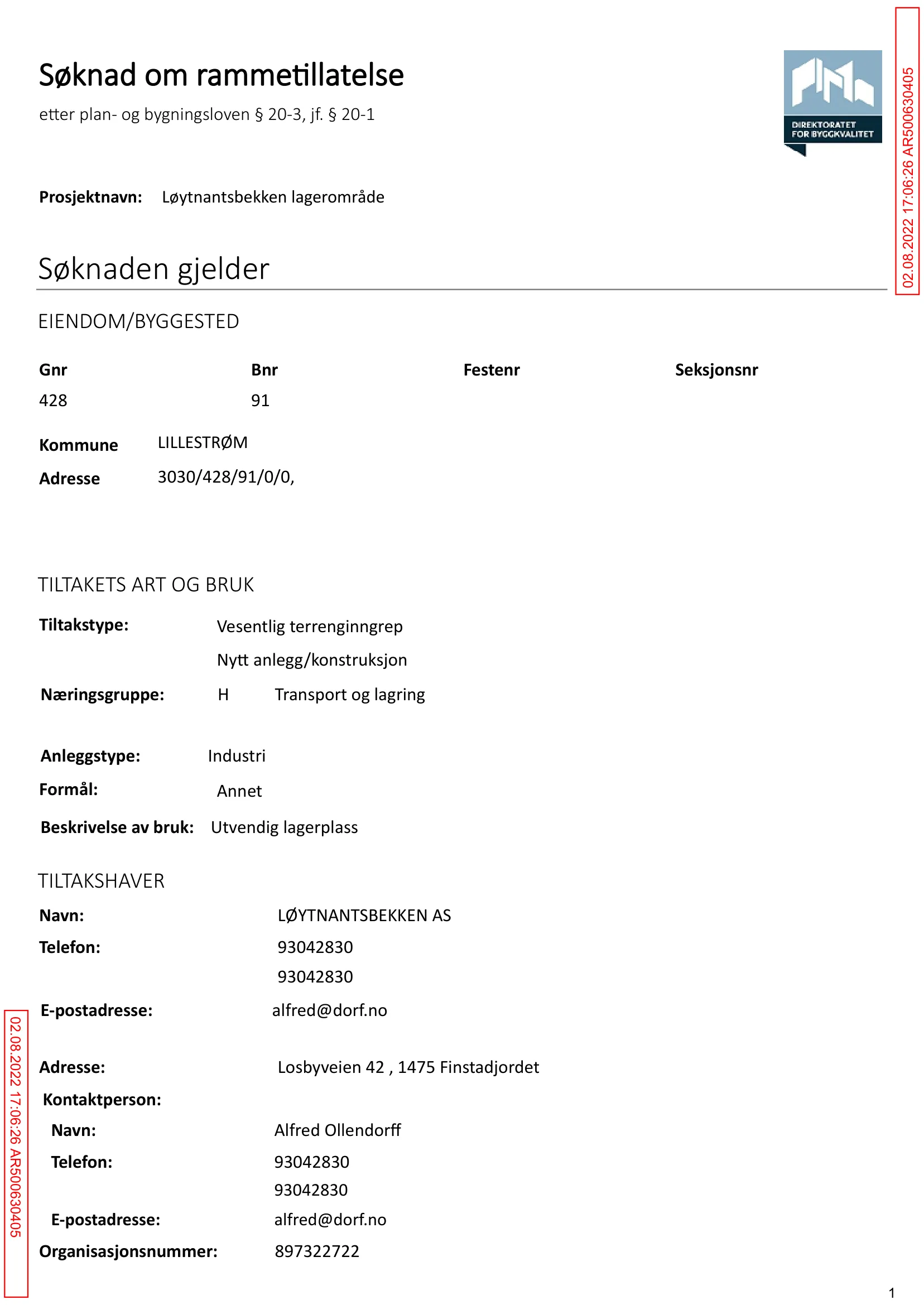 Søknad om rammetillatelse